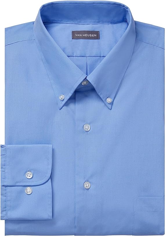 Van Heusen Men's Dress Shirts - Regular Fit Silky Poplin Solid