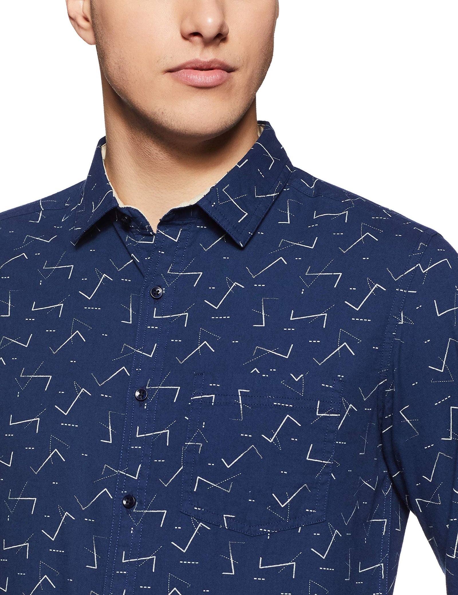 Diverse Men's Printed Slim Fit Casual Shirt Color: Navy Size: XL