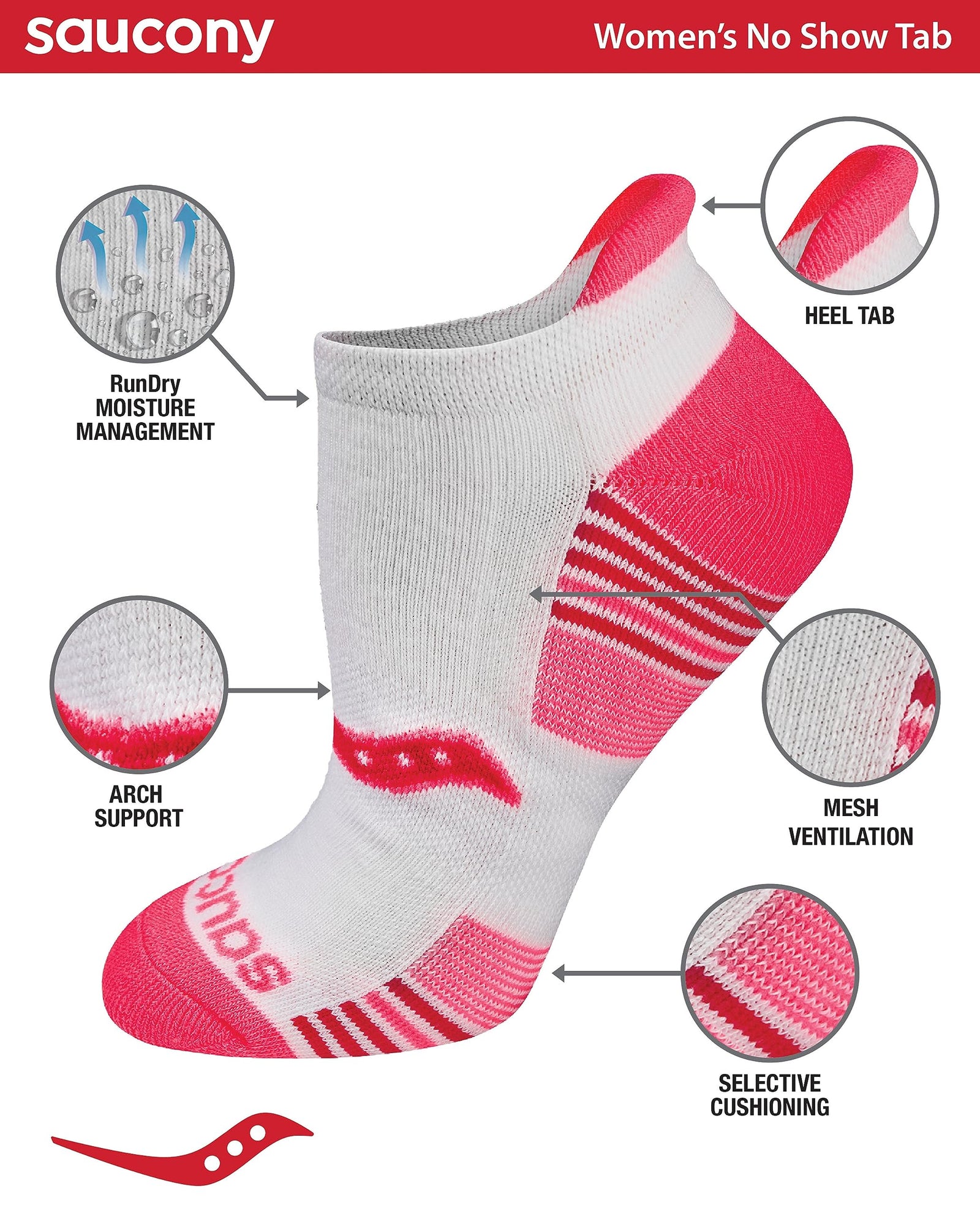 Saucony Women's Performance Heel Tab Athletic Socks