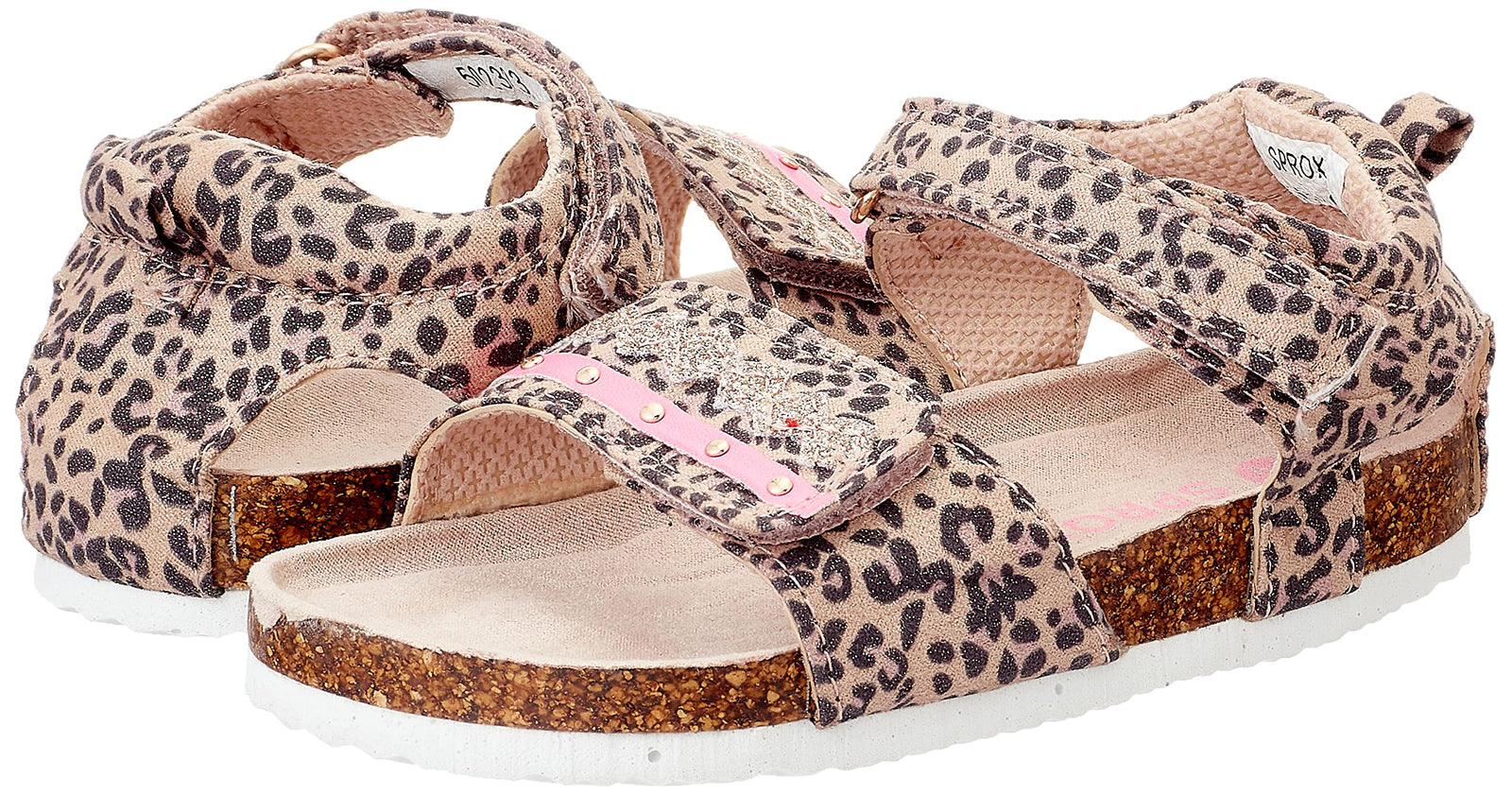 Sprox Leopard-Pattern Velcro-Strap Flat Sandals for Girls