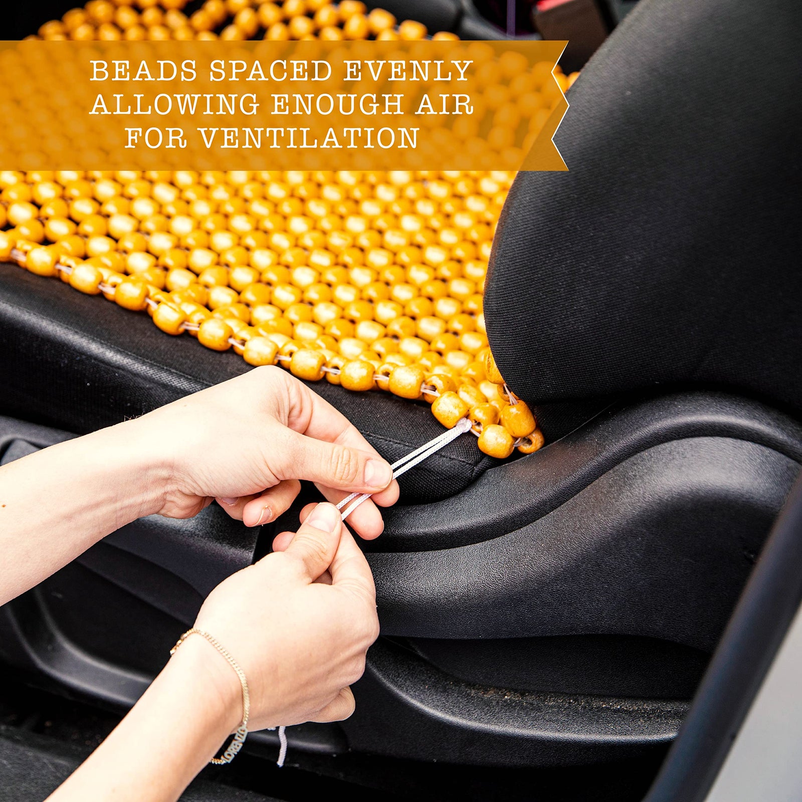 ZONETECH Zone Tech Natural Royal Wood Bead Seat Cover Massage Cool Premium Comfort Cushion - Reduces Fatigue the Car or Truck or your office Chair