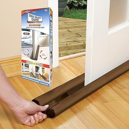 Twin Draft Guard Door Draft Stopper ,Original Door Draft Stopper, Single, Brown Year-Round Insulator, Trademarked and Patented Under Door Draft Stopper