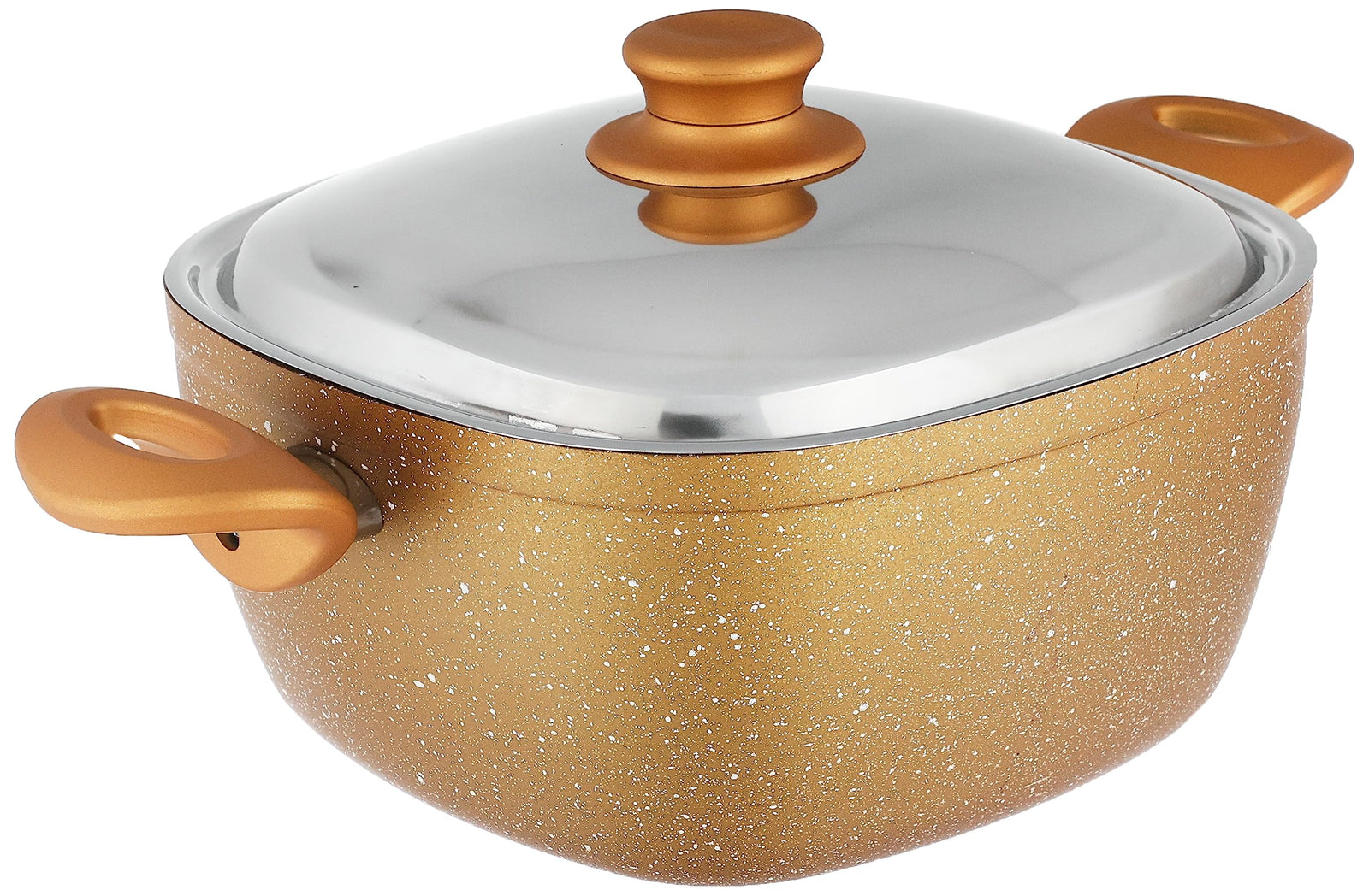 El Amal Elite Granite Square Cooking Pot - 24 cm, Gold (Model SQPOT024G)