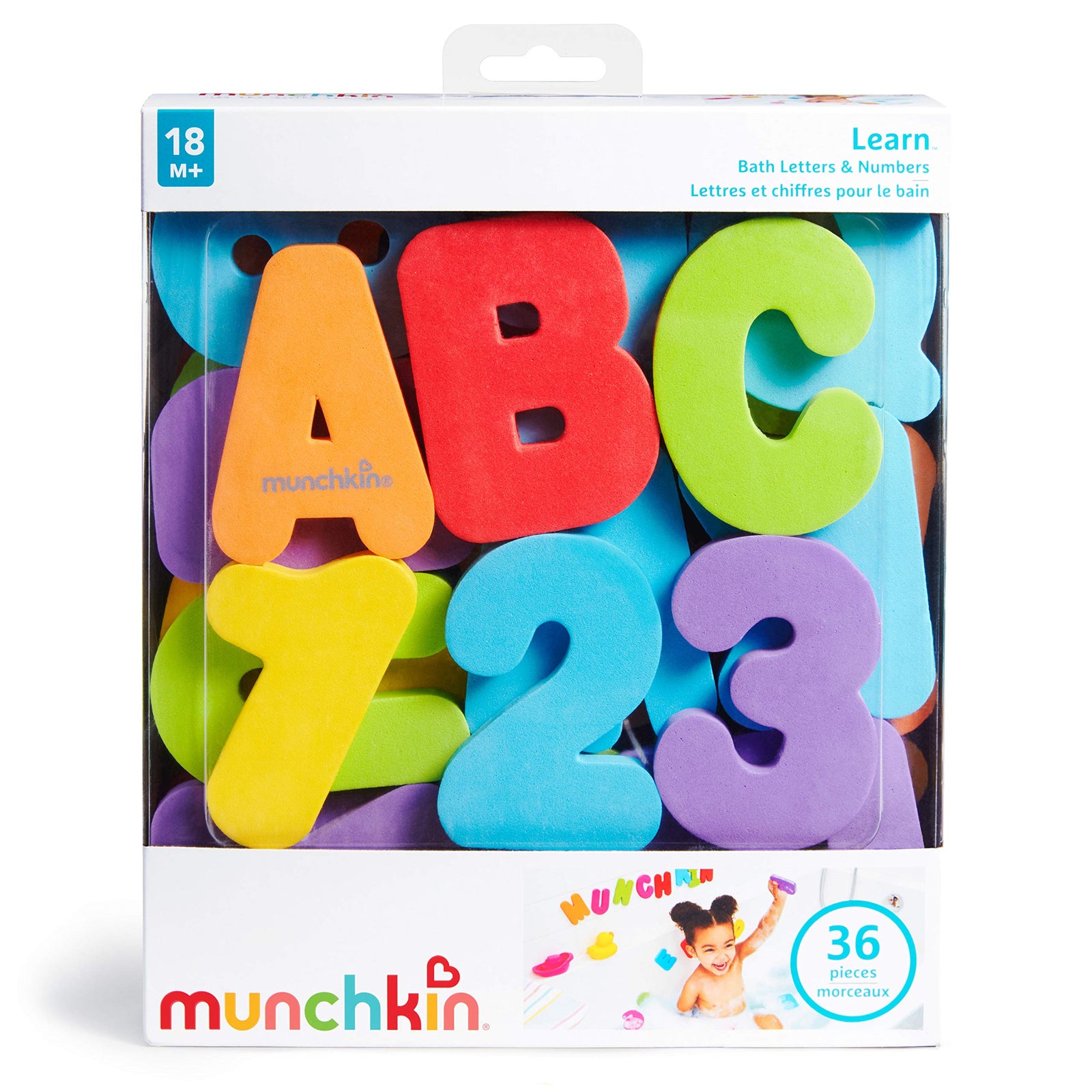 Munchkin Learn Bath Toy, 36 Foam Letters & Numbers