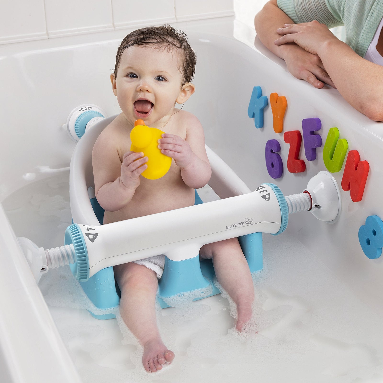 Summer Infant My Bath Seat, 19496, White/Blue