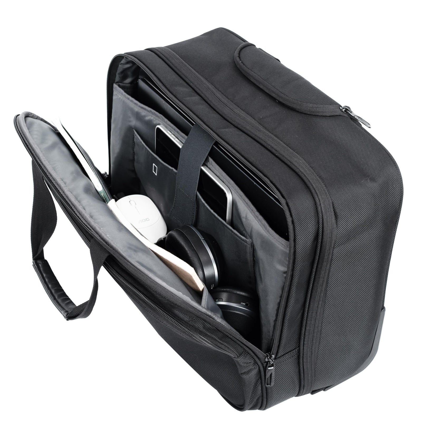 Cabinpro Premium Pilot Case Trolley Water Resistant Multi Compartment Fashion Trolley Laptop Bag for Men, Women on Travel, Business, CP010 (Black)