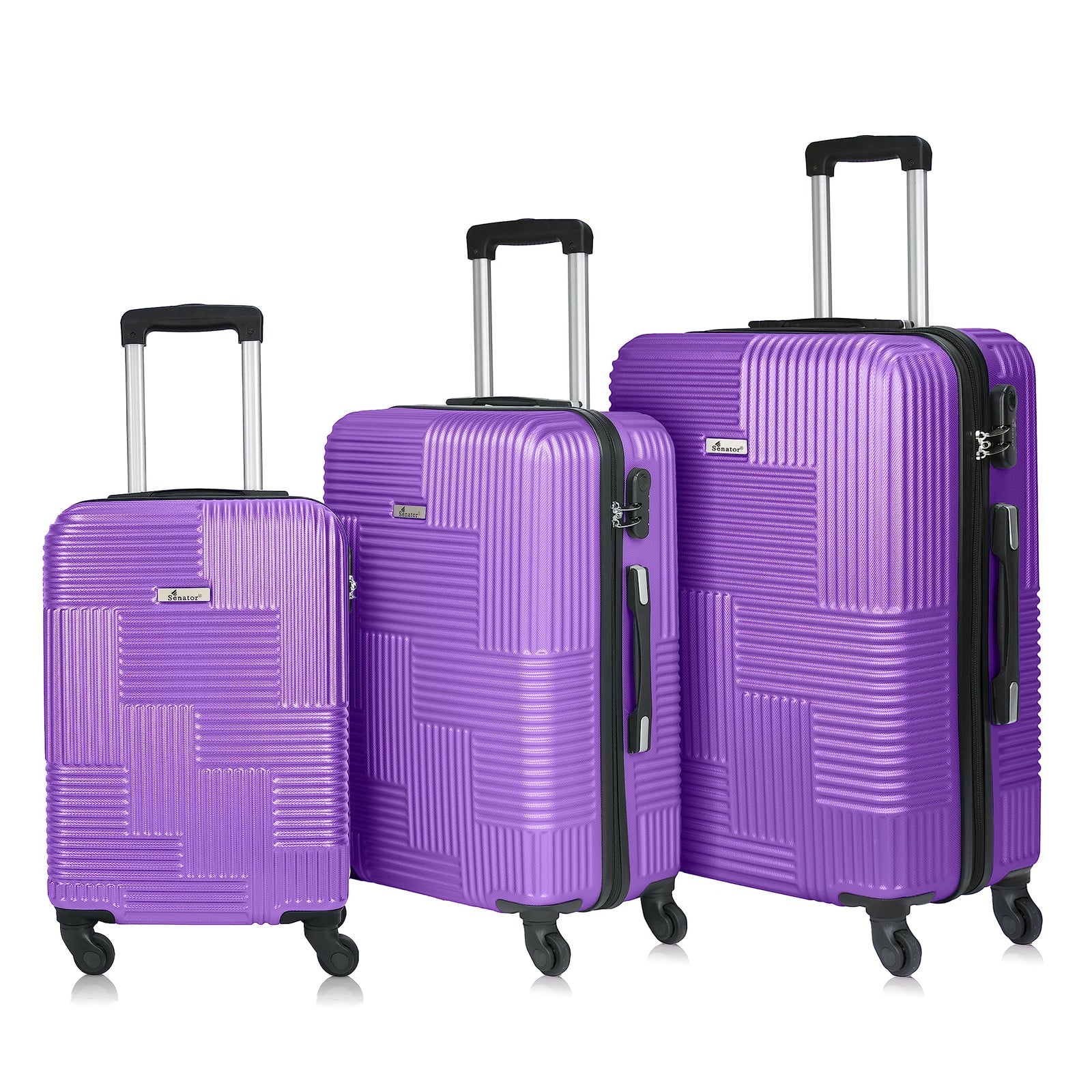 Senator Hard Shell Luggage Sets 3-piece Suitcase Set for Unisex - KH110 | ABS Lightweight Travel suitcase with Wheels 4 (Set of 3, Violet)