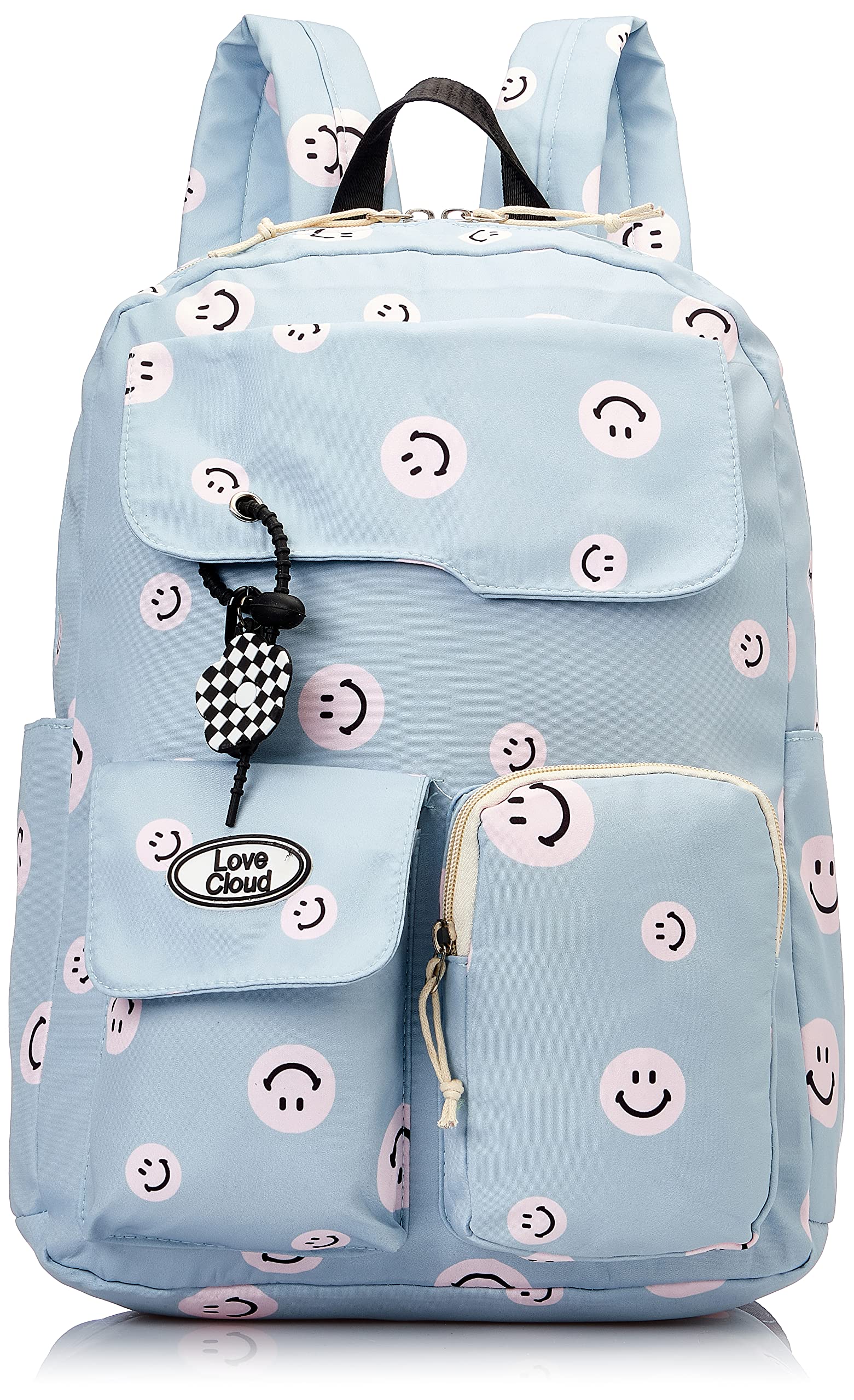 Waterproof Backpack With Smiling Faces Design For Adults - Mint Green