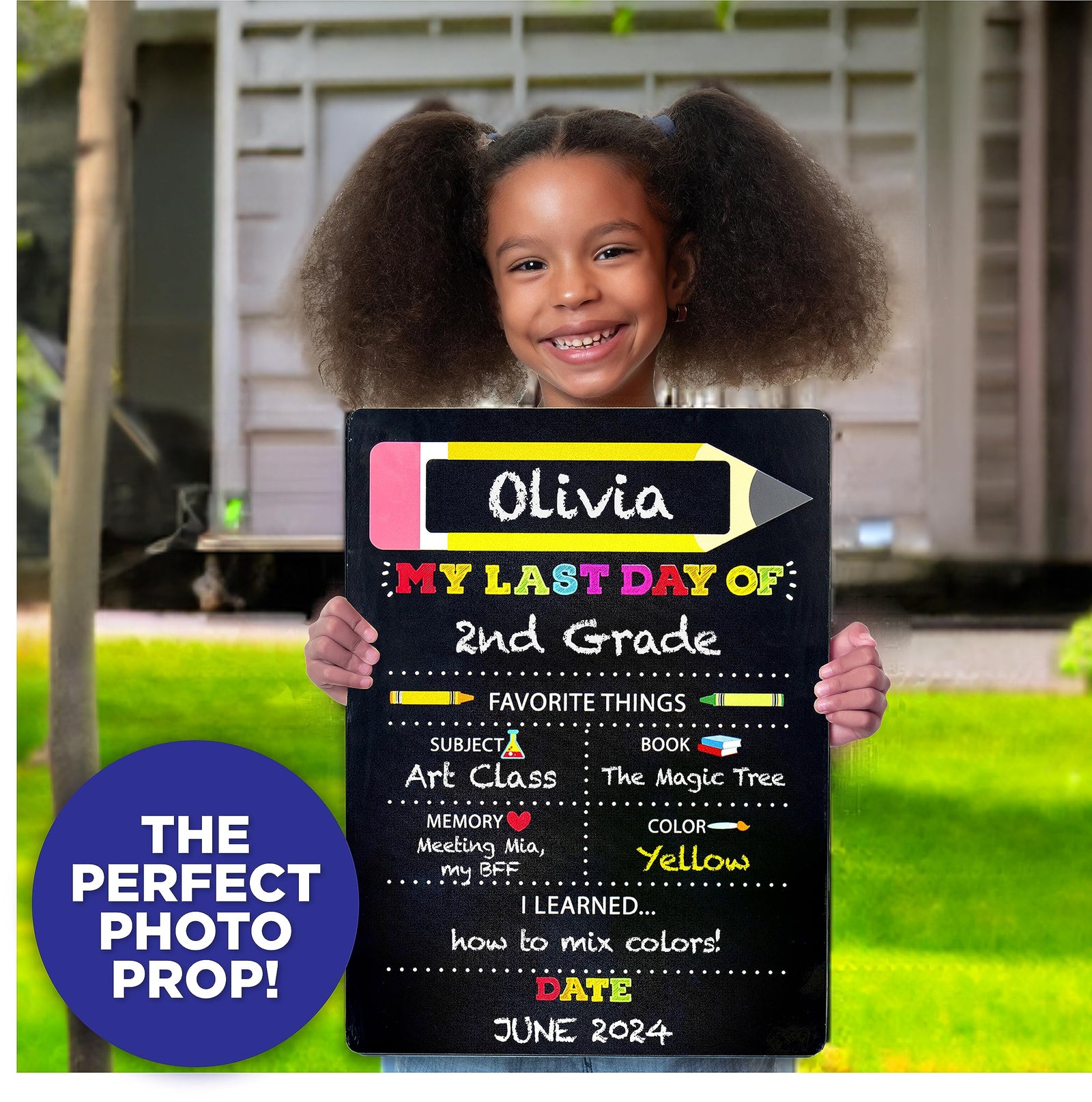 Horizon Group USA My First & Last Day of School Wooden Chalk Board, 12 X 16 Photo Prop Reusable Easy to Clean Chalkboard Sign. Back Essential