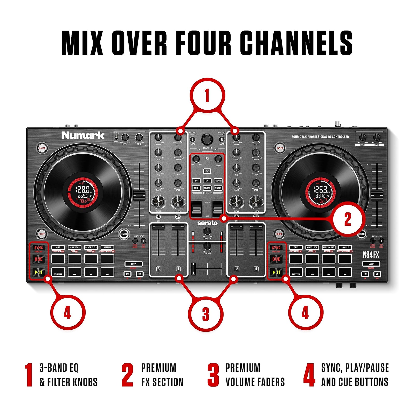 Numark NS4FX - Professional 4 - Deck DJ Controller