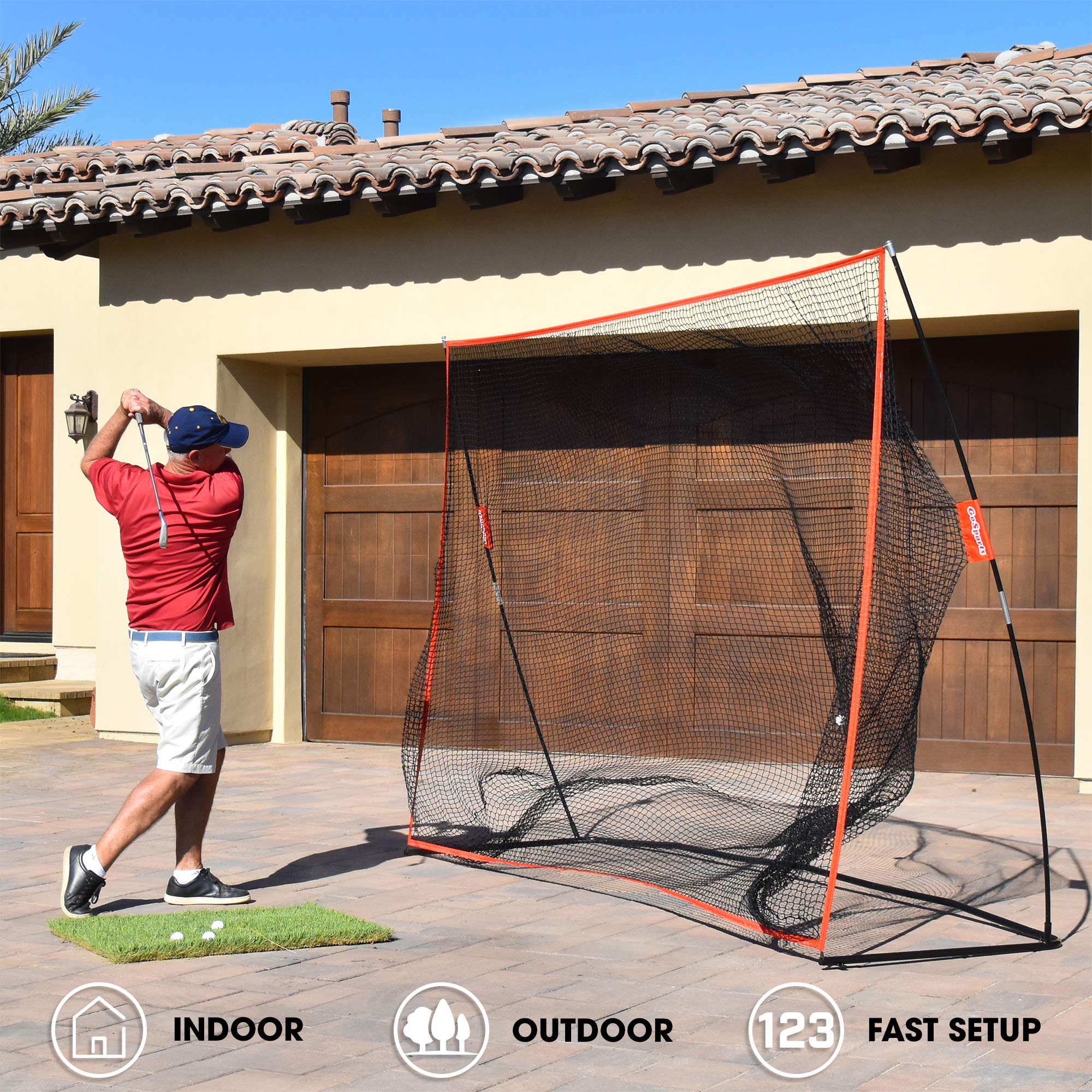 GoSports Golf Practice Hitting Net - Choose Between Huge 10'x7' or 7'x7' Nets -Personal Driving Range for Indoor or Outdoor Use - Designed by Golfers for Golfers