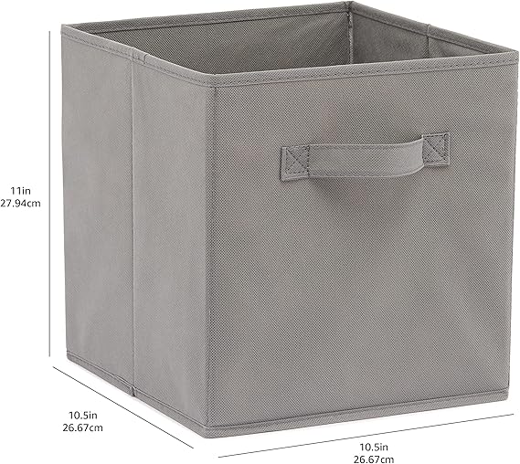 Amazon Basics Collapsible Fabric Storage Cubes Organizer with Handles, 26.67 x 26.67 x 27.94 centimeters,  - Pack of 6