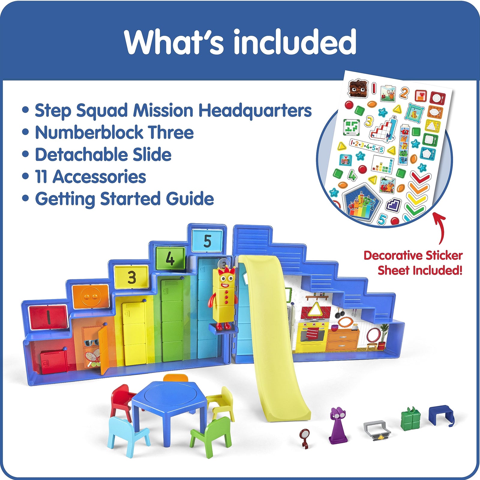 Learning Resources Numberblocks Step Squad Mission Headquarters Deluxe Playset for Ages 3+, Includes Collectible Three Figure, Surprise Hidden Spy Features & Sticker Sheet