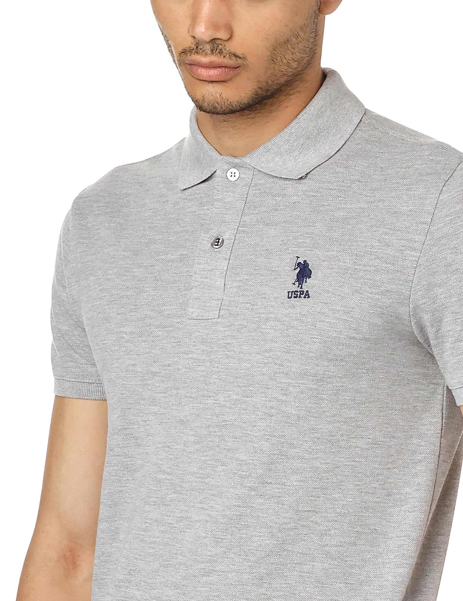 U.S. Polo Basic Polo Shirt For Men, Grey -Xs