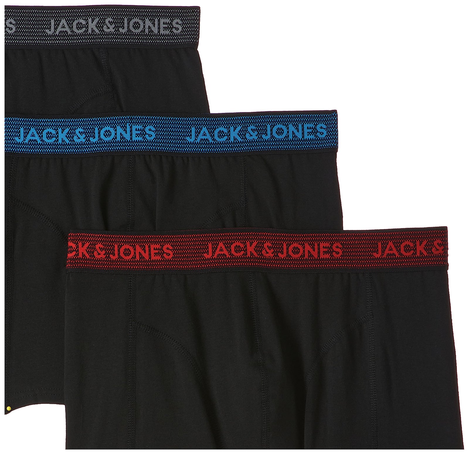 Jack & Jones Men's Jacwaistband Trunks 3 Pack Noos Trunks.BLACK.L