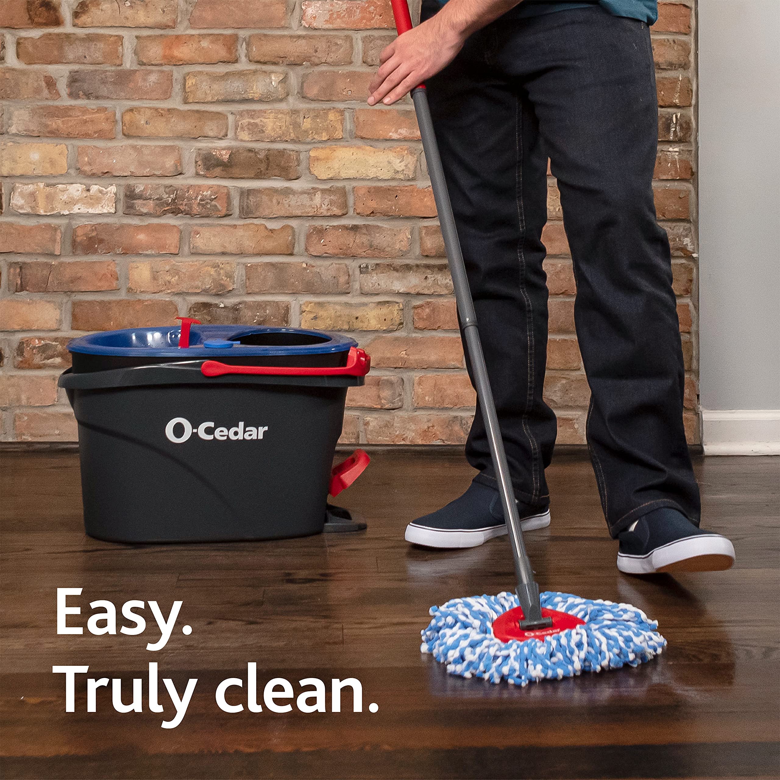 O-Cedar EasyWring RinseClean Microfiber Spin Mop & Bucket Floor Cleaning System, Grey