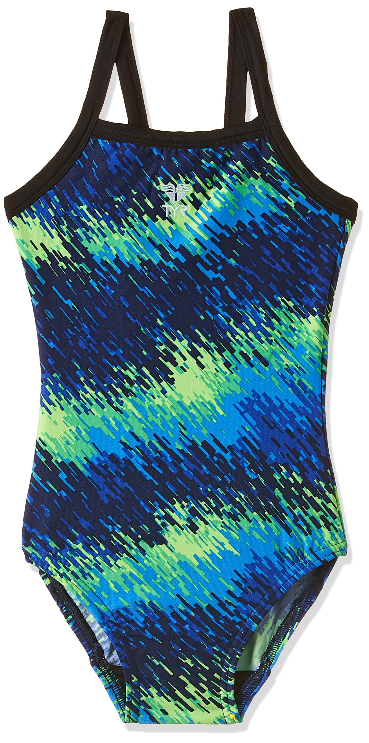 TYR Girl's One Piece Swimsuit (1804098_Blue Green / Black_28)