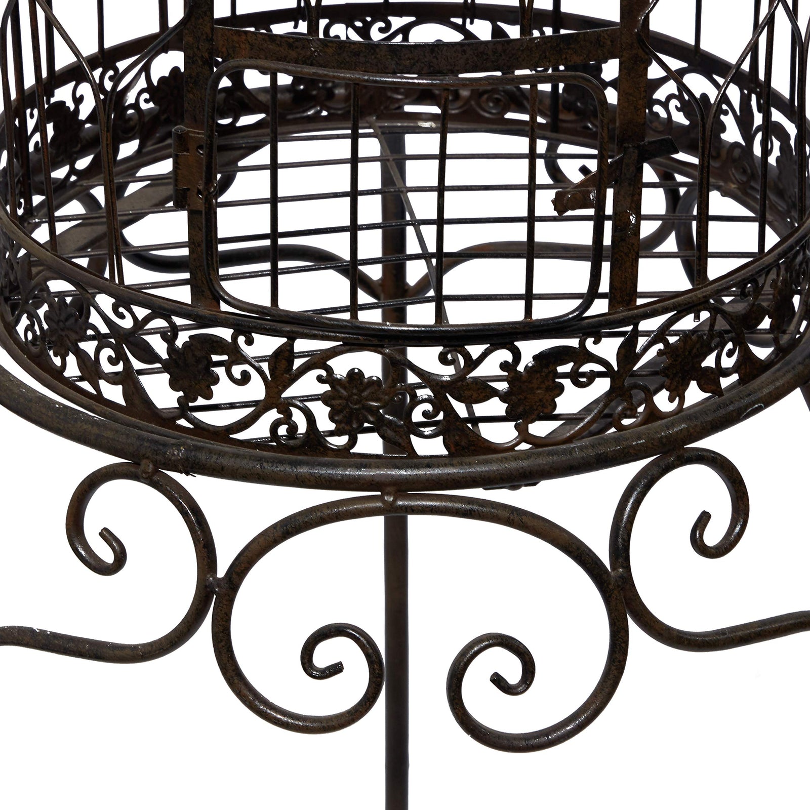 Deco 79 Metal Abstract Birdcage with Latch Lock Closure and Top Hook, 14