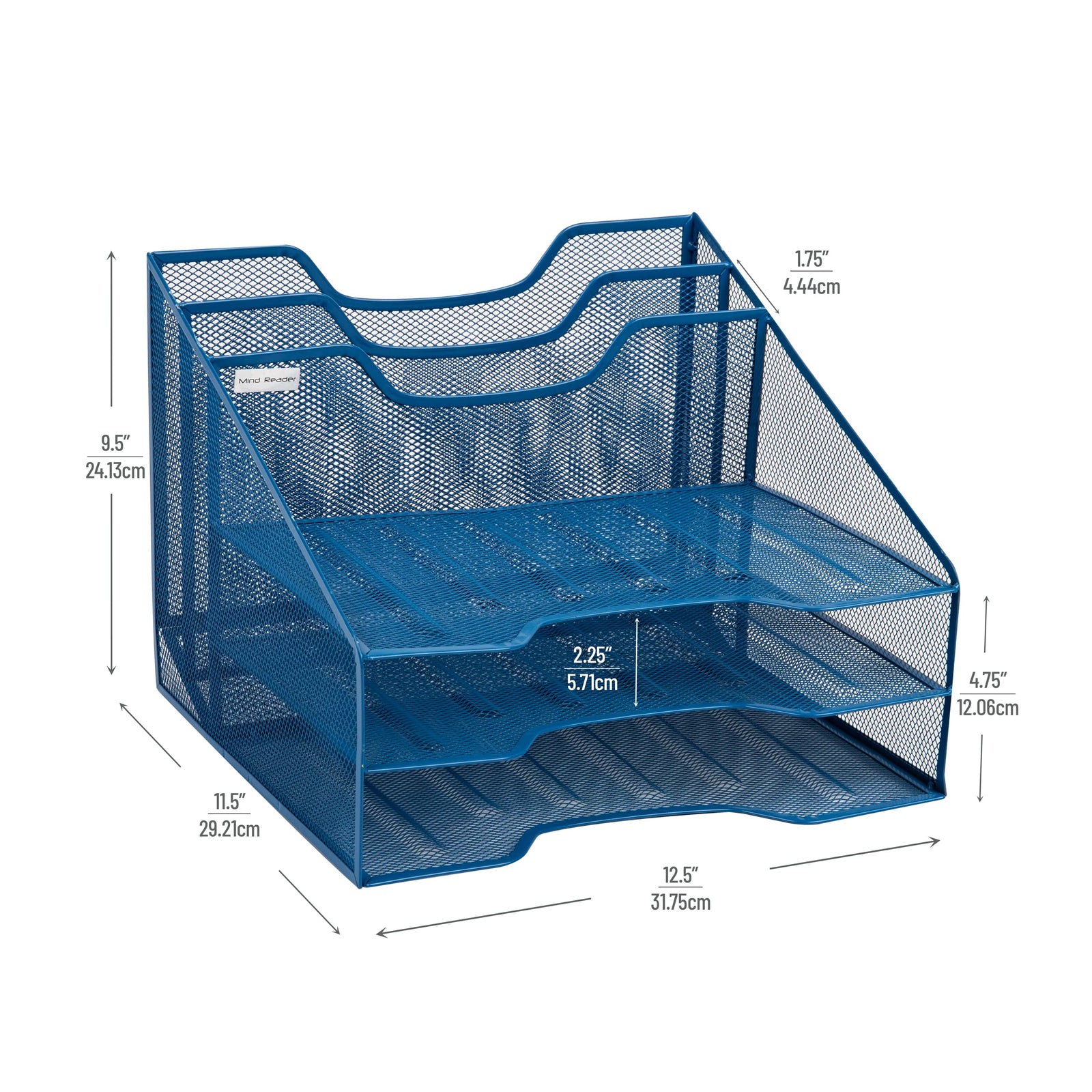 Mind Reader Desktop Organizer, Vertical File Holder, Paper Trays, Office, Metal Mesh, 12.5