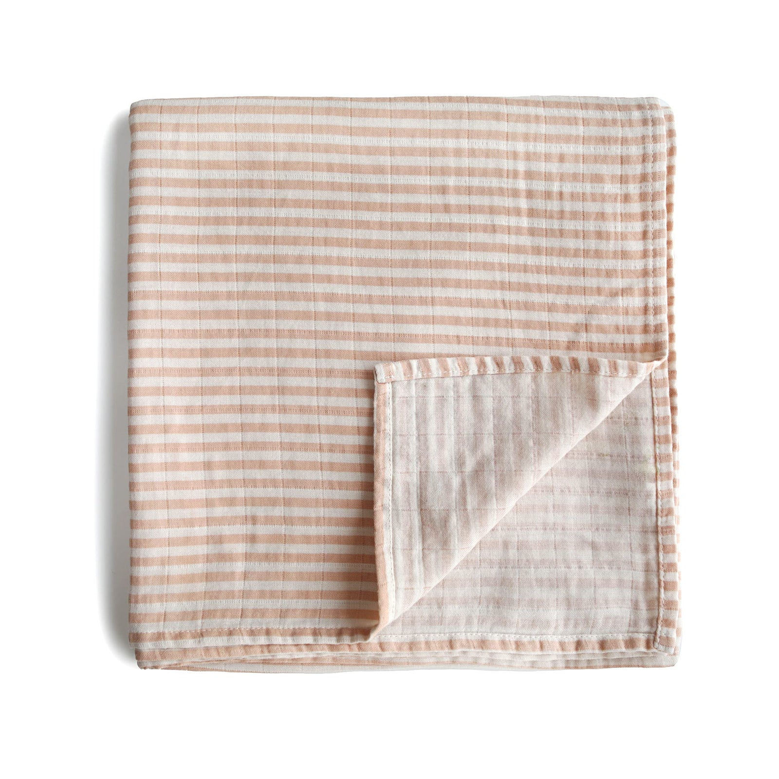 Mushie Muslin Baby Swaddle Blanket | Newborn 0-3 Months Swaddle | 100% Organic Cotton | Infant Sleep Sack | Pre-Washed | Receiving Blanket | Made in Denmark | Natural Stripe