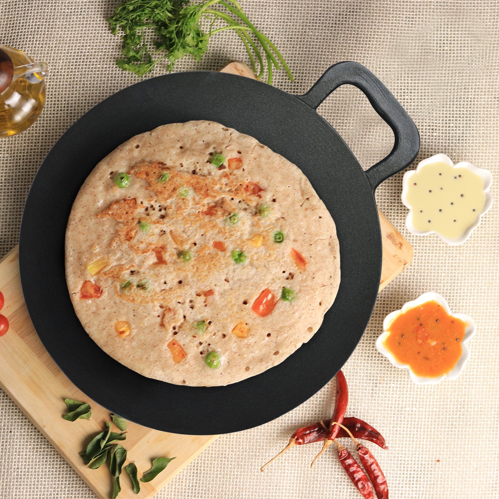 Raj Non Stick Black Arabic Tawa Fry Pan Frying Pan - 30cm, BBAT30, Suitable for Dosa , Crepe , Pancake , Omellete , Chapati , Roti , Paratha