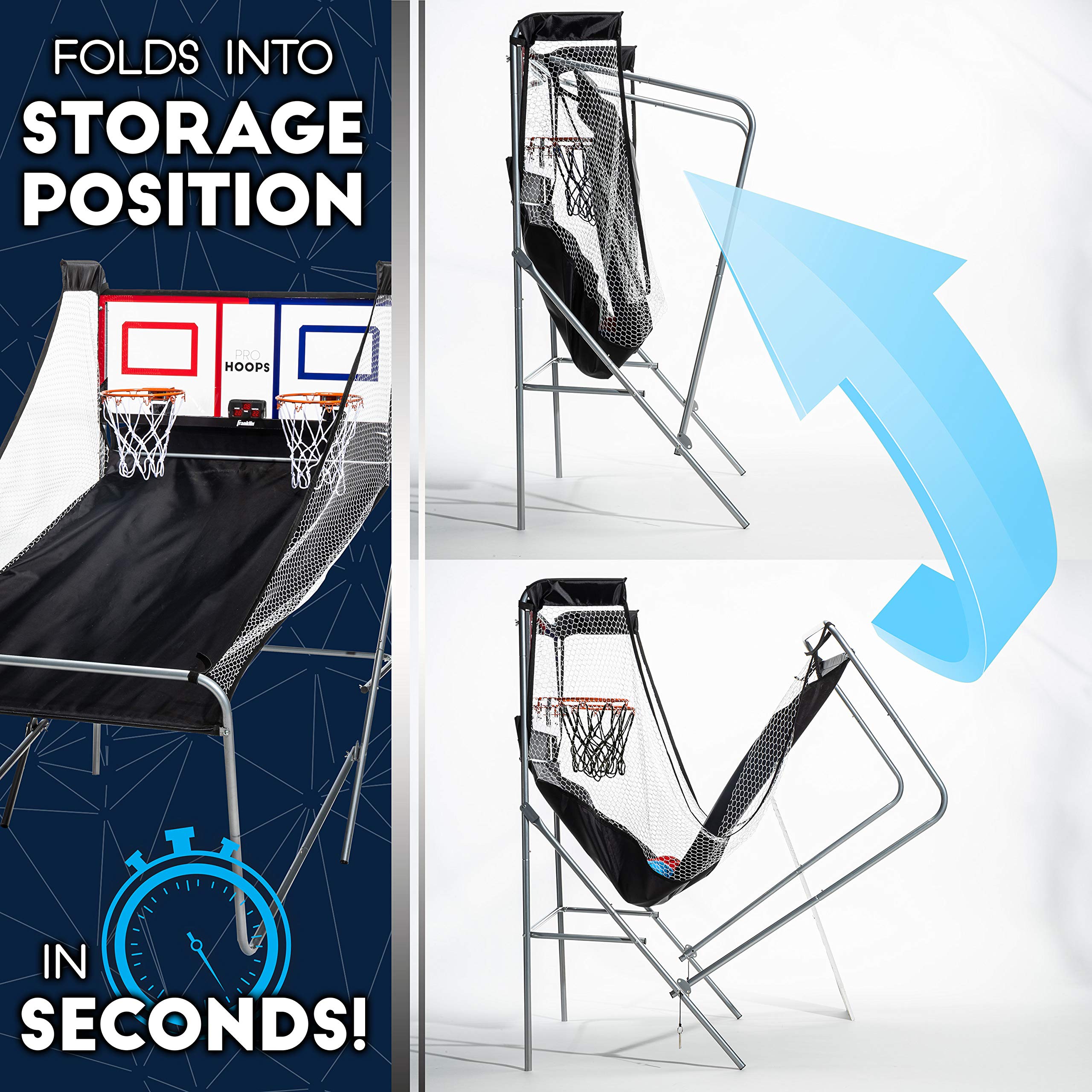 Franklin sports basketball arcade shootout - indoor electronic double basketball hoop game - dual pro hoops basketball shooting with electronic scoreboard + (4) basketballs - 2 player shooting game