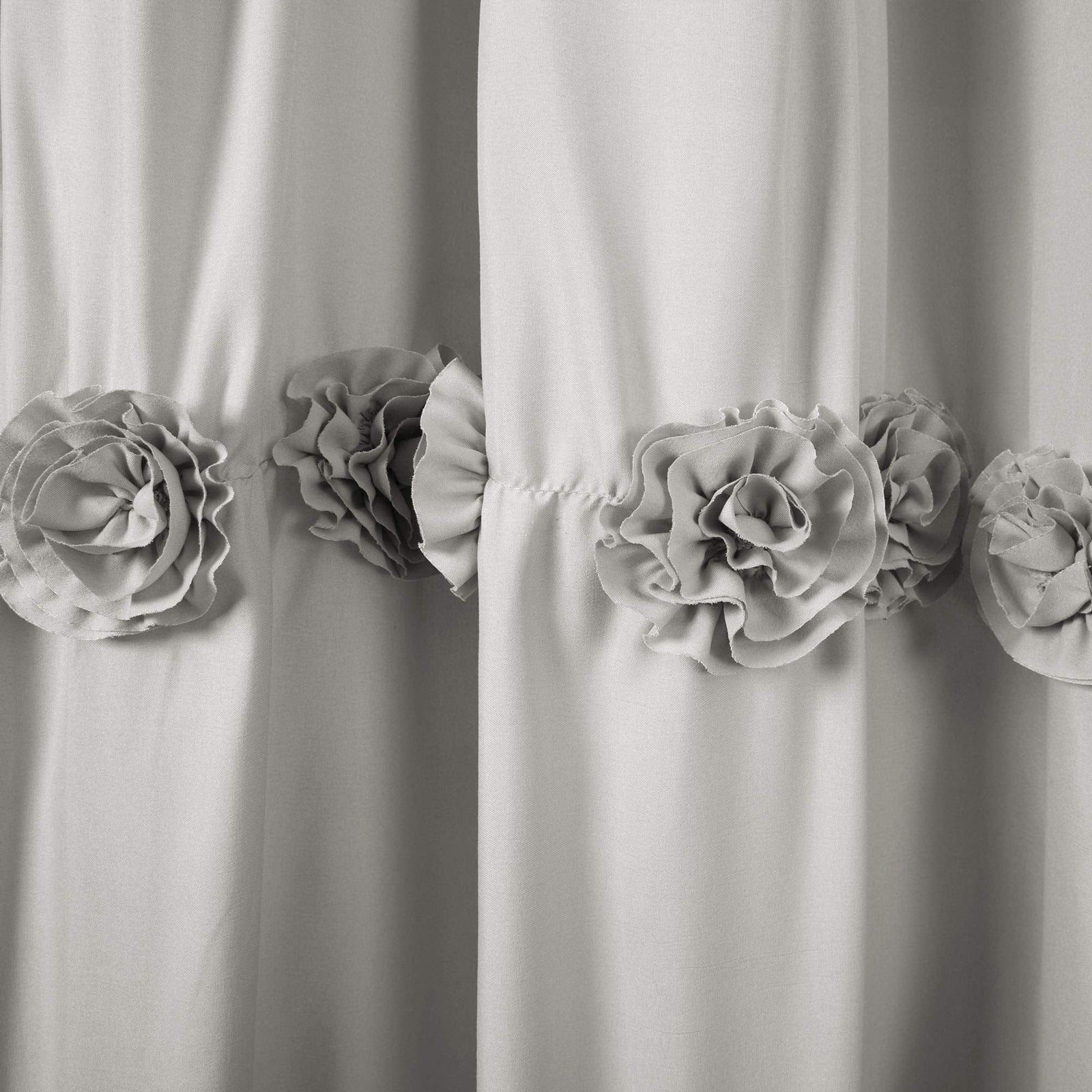 Lush Decor Lush Decor, Light Gray Darla Ruched Floral Bathroom Shower Curtain, x 72