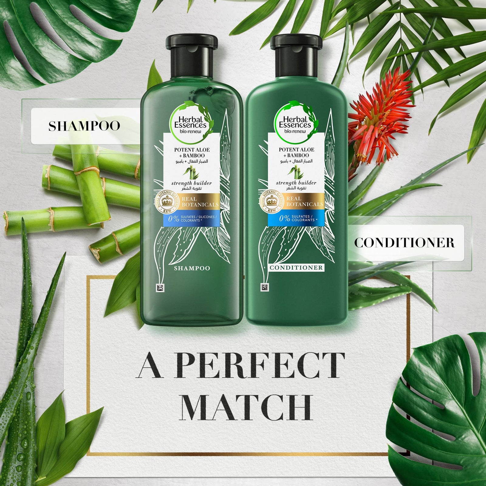 Herbal Essences Hair Strengthening Sulfate Free Potent Aloe Vera + Bamboo Natural Shampoo for Dry Hair and Hair Hydrate, 400mL