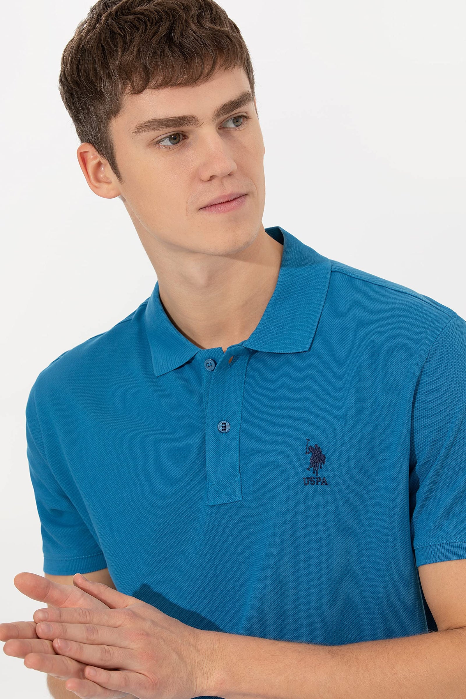 U.S. Polo Basic Polo Shirt For Men, Petrol Blue -M