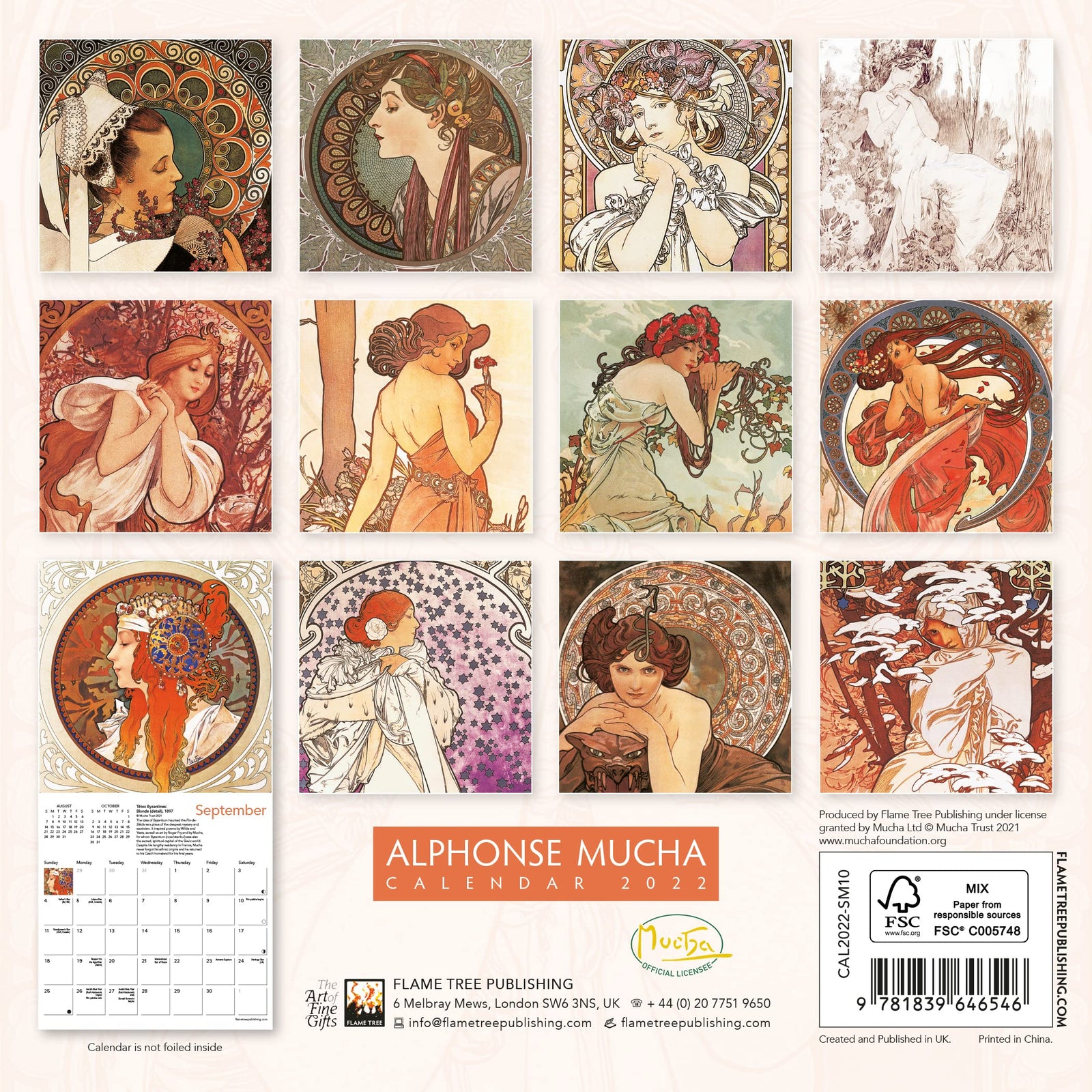 Alphonse Mucha Mini Wall calendar 2022 (Art Calendar)