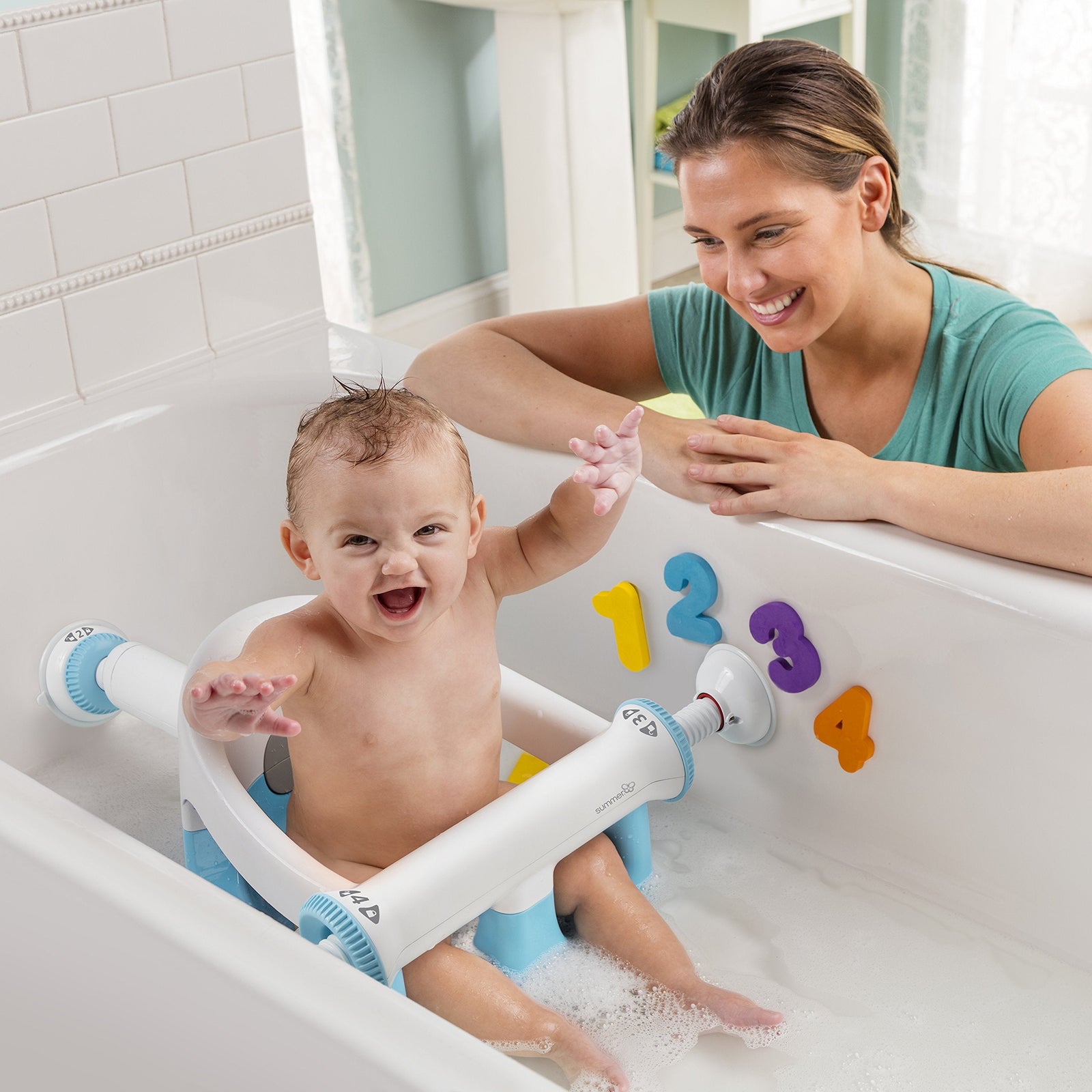 Summer Infant My Bath Seat, 19496, White/Blue