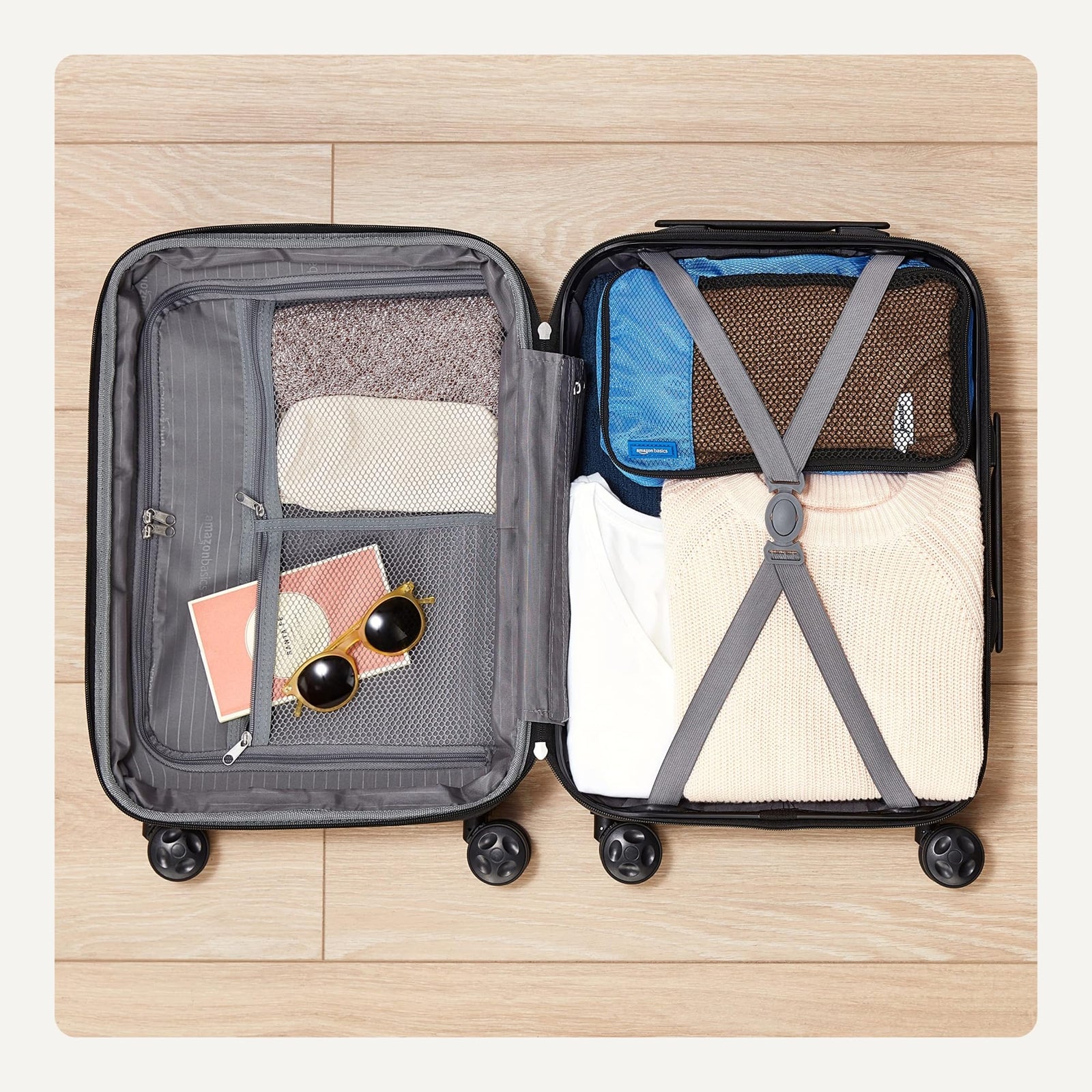 Amazon Basics Hardside Spinner Luggage - 26 Inch (68cm), Material: ABS, Black