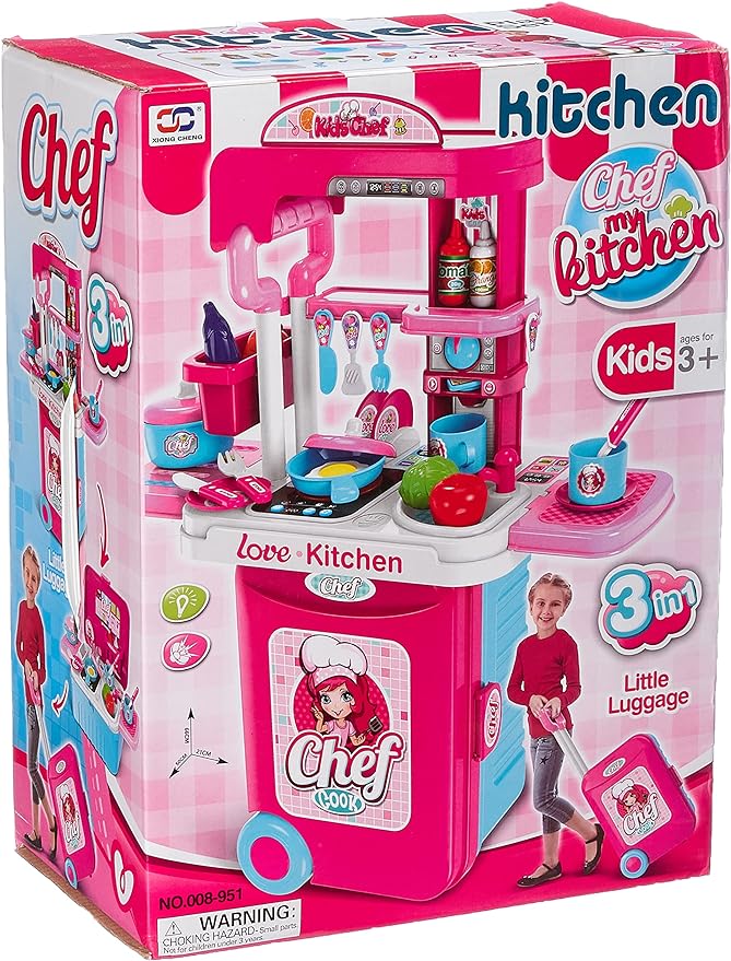 Kids Chef Trolley Bag kitchen Set for Girls