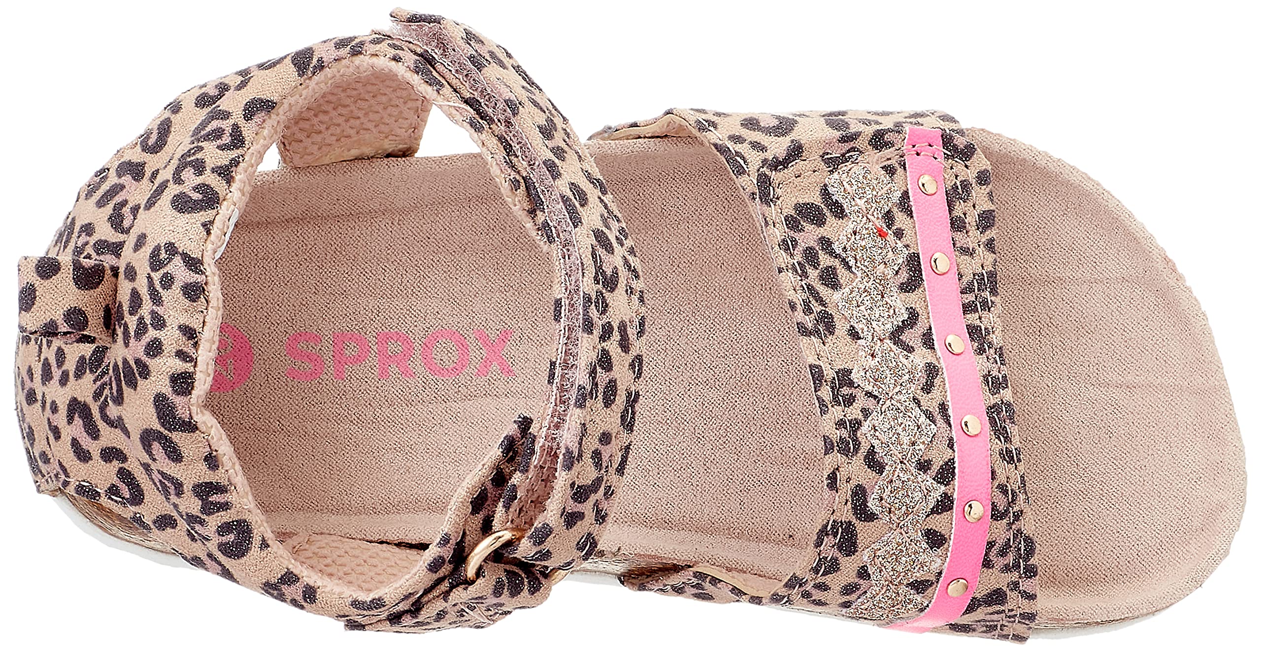 Sprox Leopard-Pattern Velcro-Strap Flat Sandals for Girls