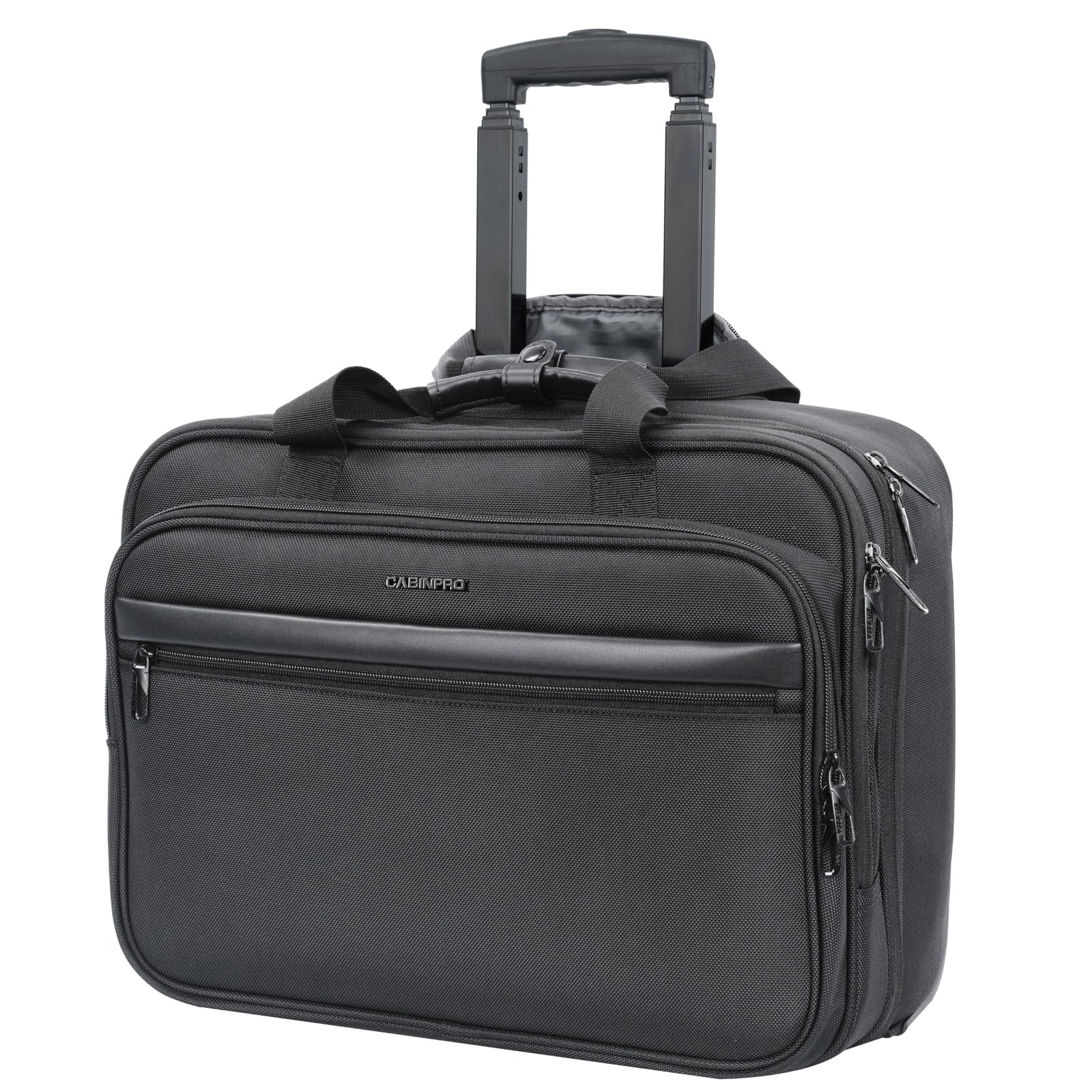 Cabinpro Premium Pilot Case Trolley Water Resistant Multi Compartment Fashion Trolley Laptop Bag for Men, Women on Travel, Business, CP010 (Black)