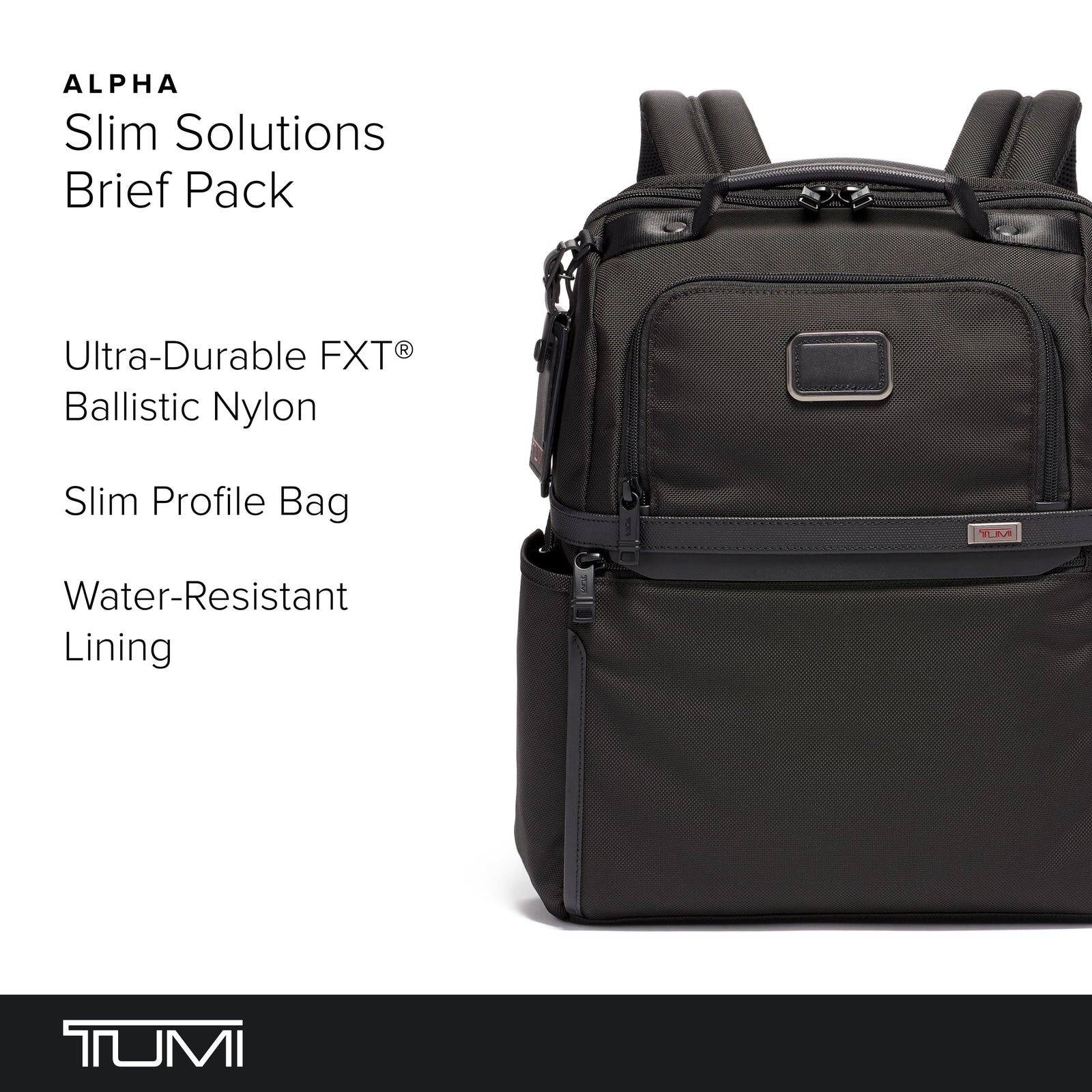 TUMI Men's Slim Solutions Brief Pack Tablet Business bag Backpack, Black, One Size