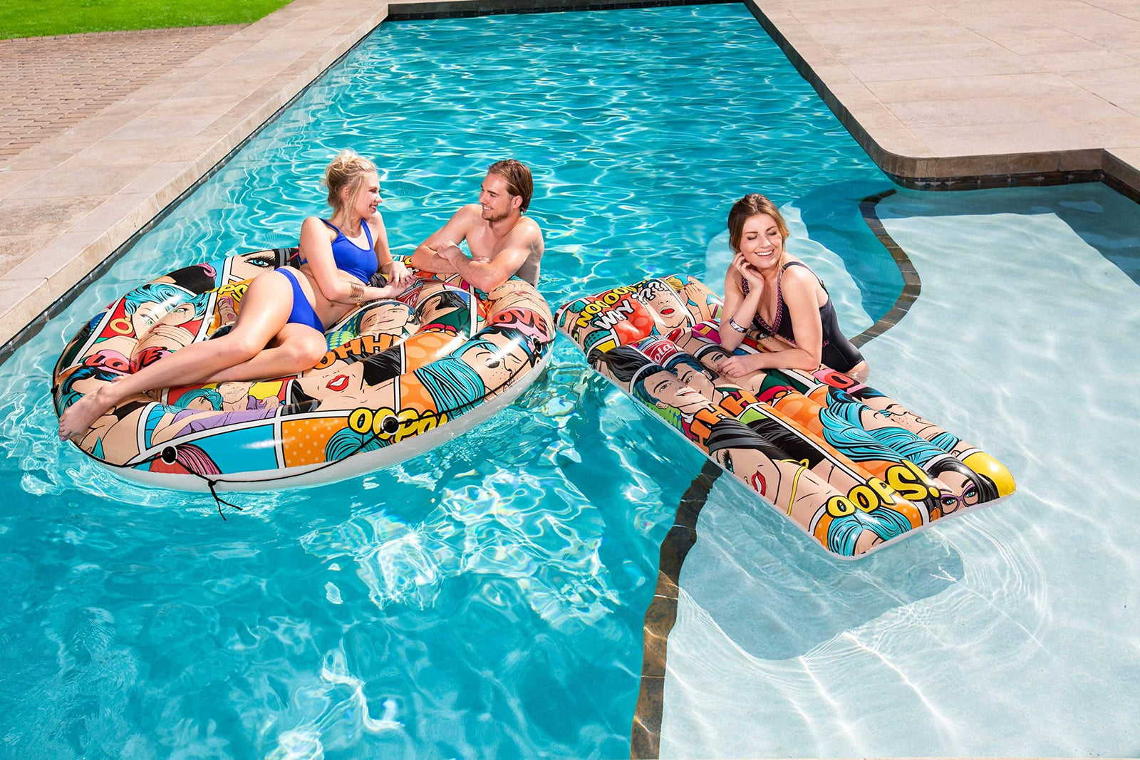 Bestway 43264 Inflatable Pool Mat with Comics Print