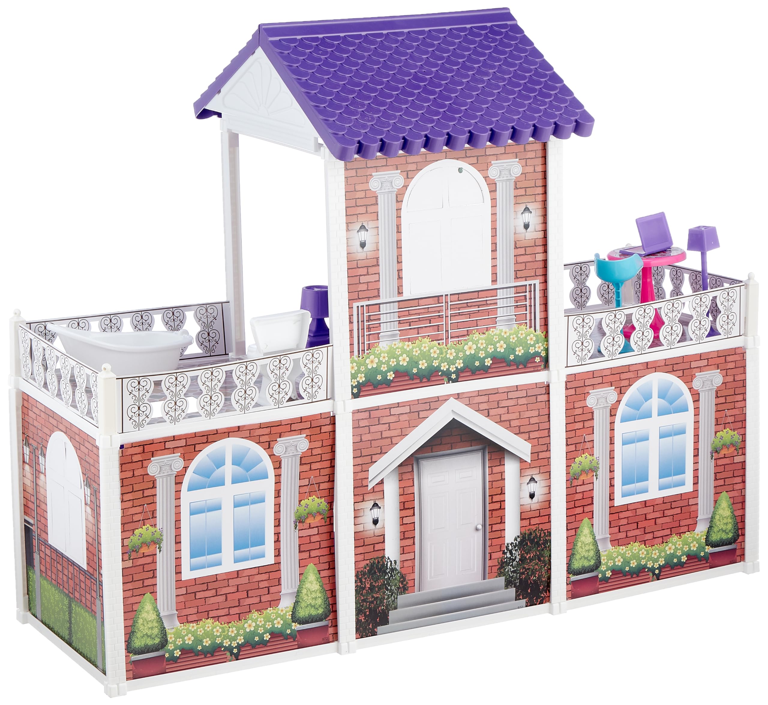 RT 01010-972 Doll with Villa Shaped Doll House - 115 Pieces