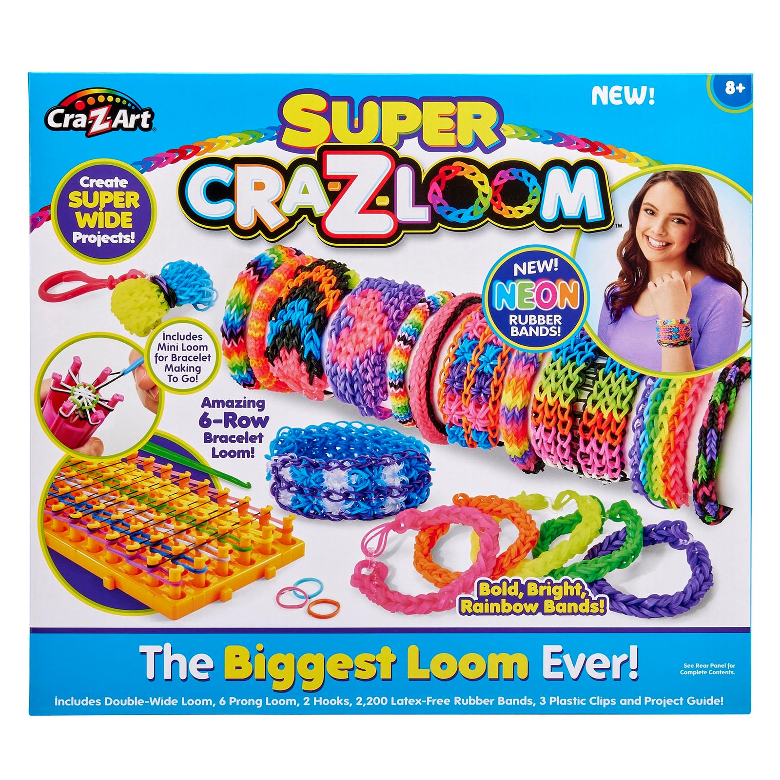 مجموعة CraZLoom Super Cra-Z-Loom للأساور، أساور مطاطية لصنع الأساور، مجموعة فنون وحرف يدوية للبنات والأولاد، هدية عيد ميلاد لتعزيز الإبداع والخيال، العمر 8+