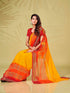 Womanista Women's Solid Poly Chiffon Ready to Wear Saree (TI4058_Yellow & Red)