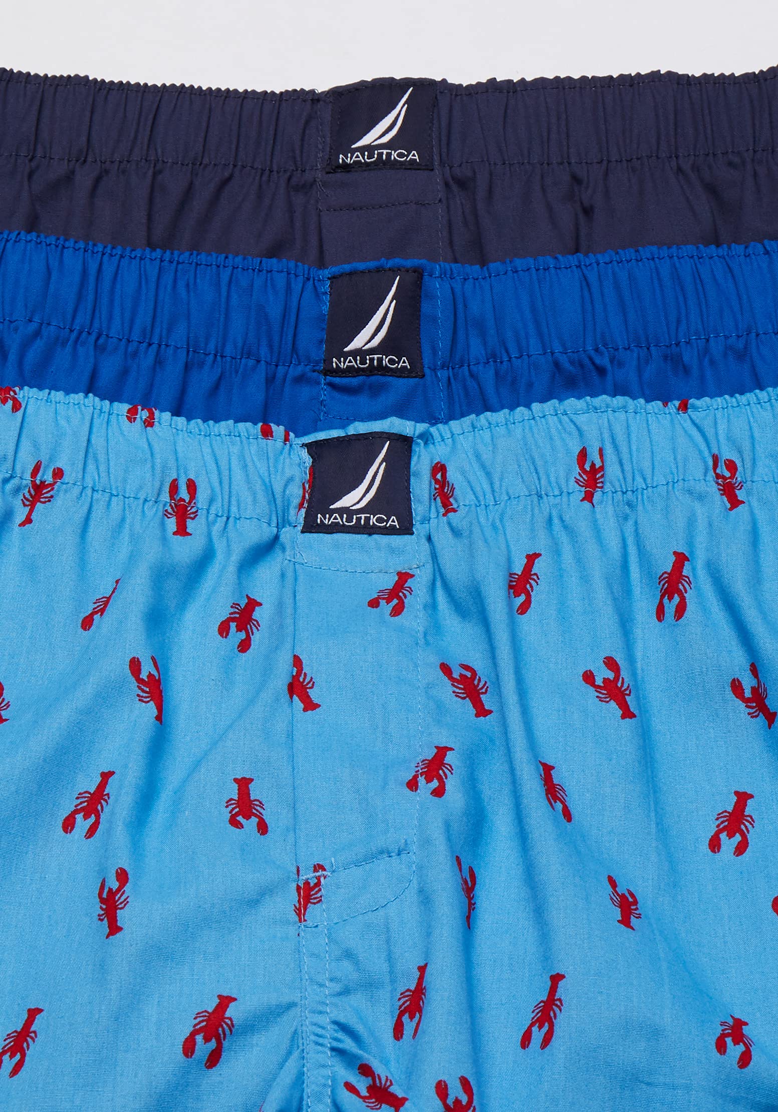 Nautica mens Cotton Woven 3 Pack Boxer Boxer Shorts.Sea Cobalt/Peacoat/Lobsteraero Blue.M