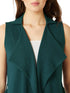 Miss Olive Women's Dark Green Collared Sleeveless Solid Belted Midi Longline Jacket (MOAW18JKT02-59-282-05).Dark Green.M