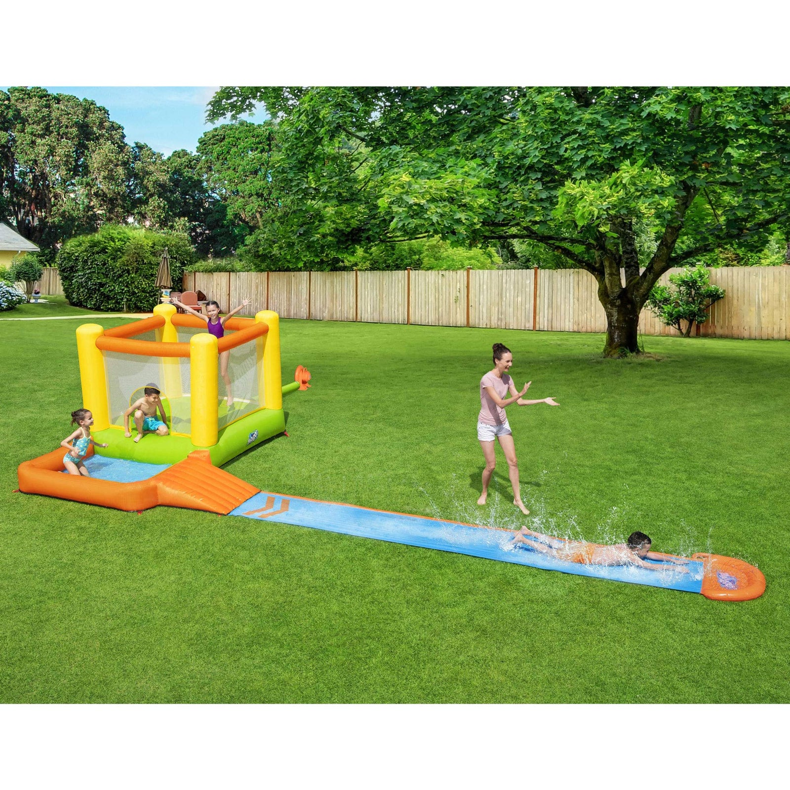 Bestway H2OGO! Splash & Dash Kids Inflatable Outdoor Bounce House and Water Slide Park