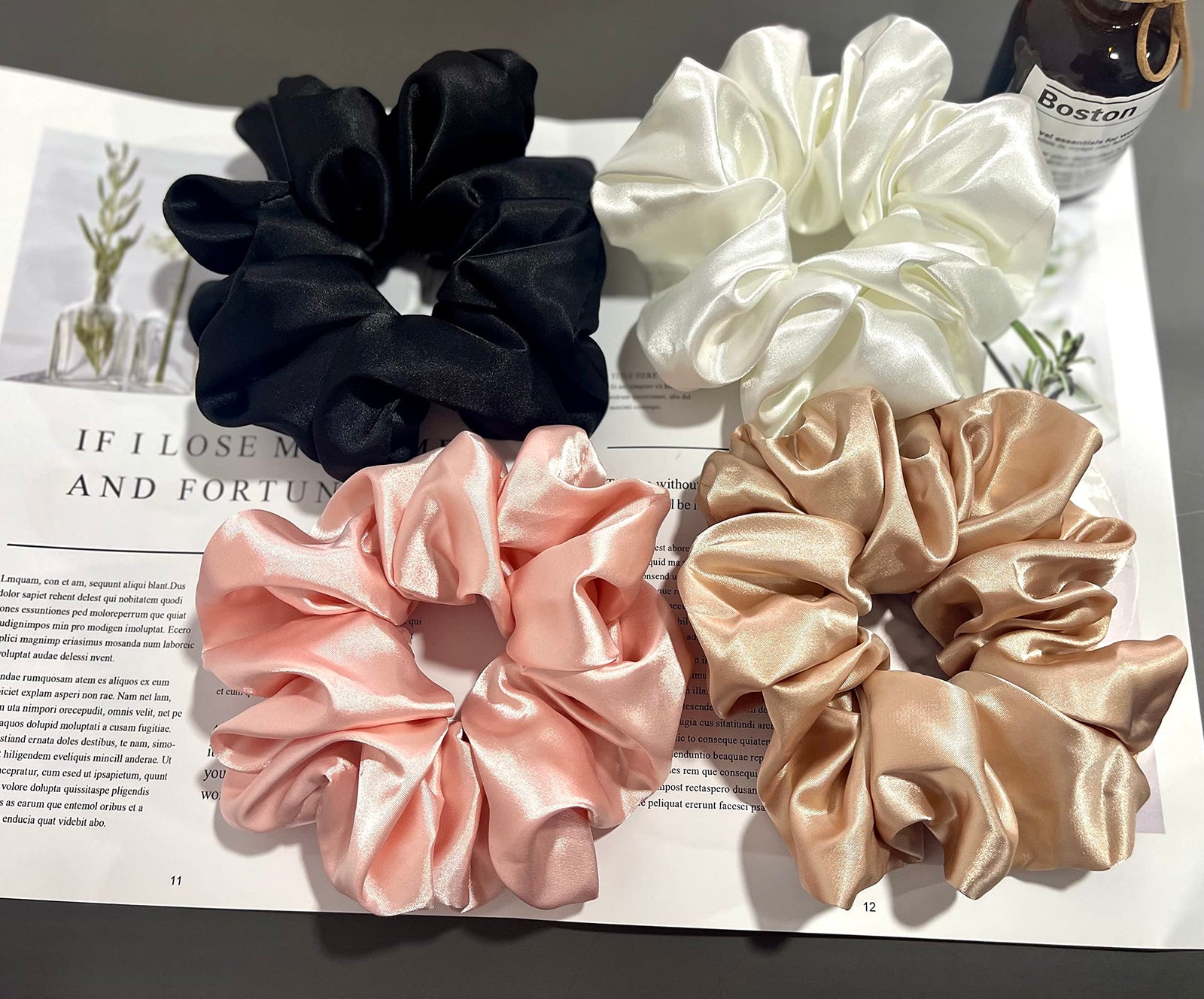 Large satin Scrunchies XL Silk Oversized Scrunchie for Thick long Hair Scrunchy Bobbles Hair Ties Jumbo for Women Girls