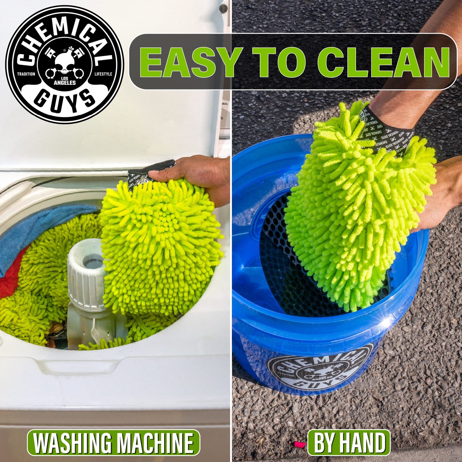 Chemical Guys MIC493 Chenille Premium Scratch-Free Microfiber Wash Mitt, Lime Green, 9.6
