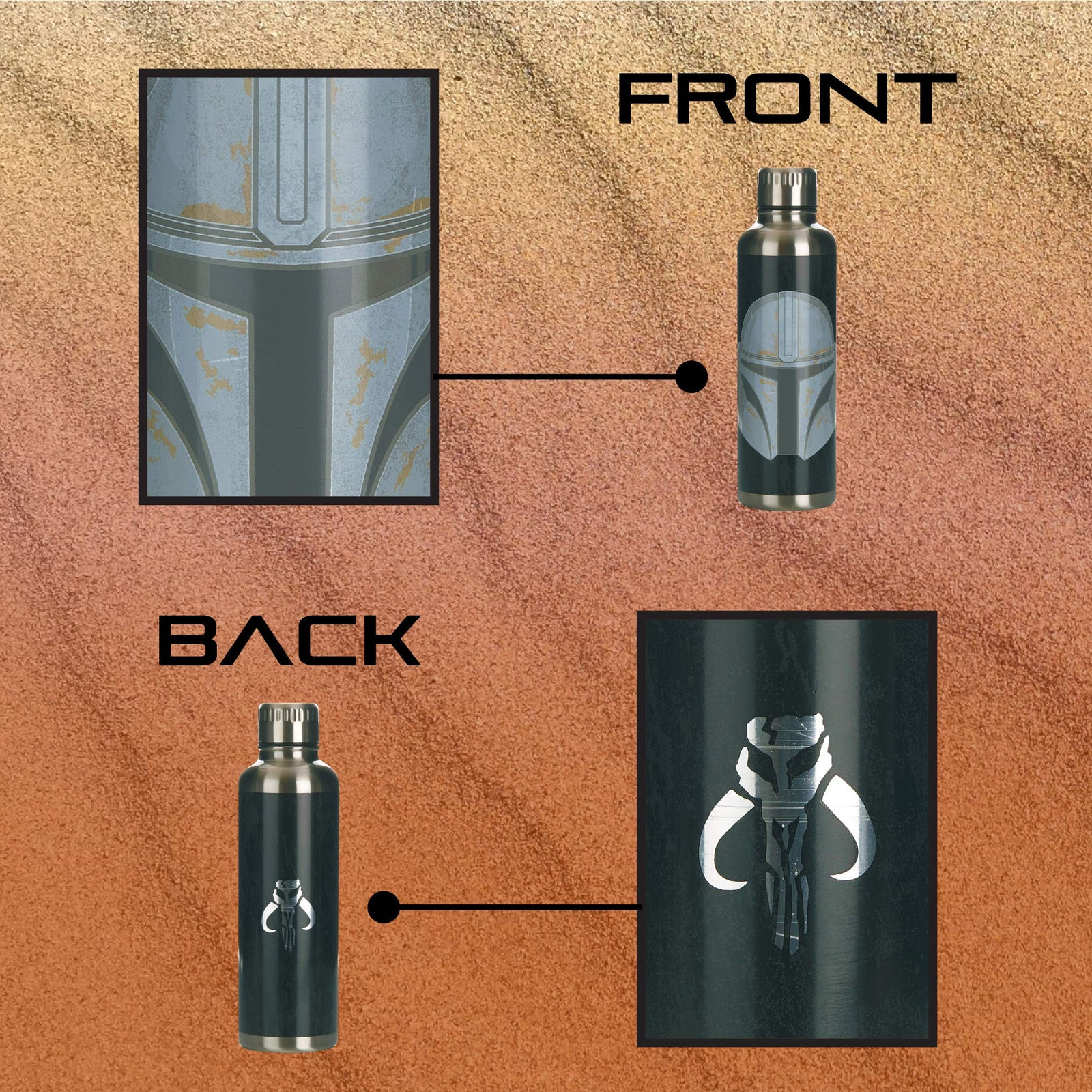 Paladone The Mandalorian Metal Water Bottle