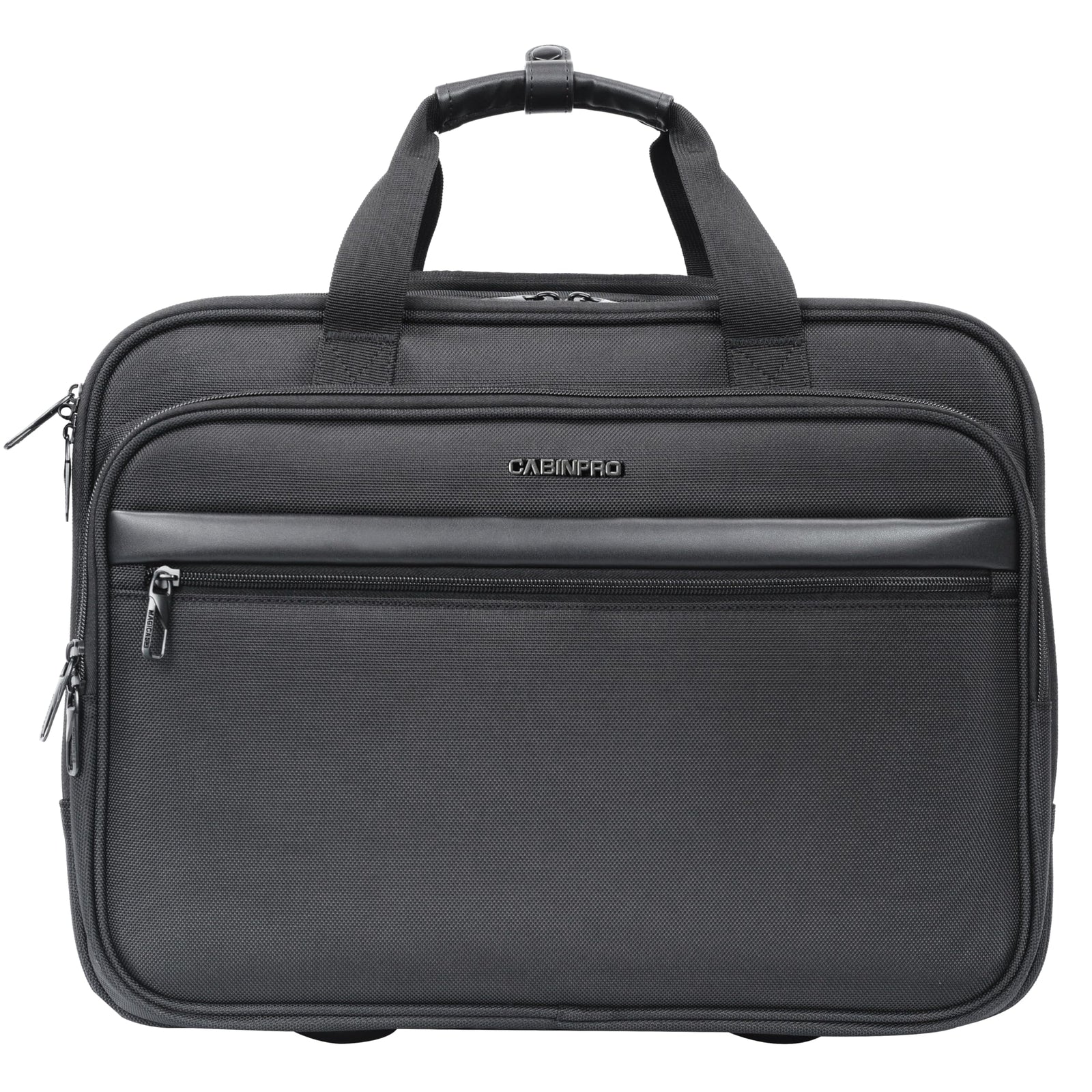 Cabinpro Premium Pilot Case Trolley Water Resistant Multi Compartment Fashion Trolley Laptop Bag for Men, Women on Travel, Business, CP010 (Black)