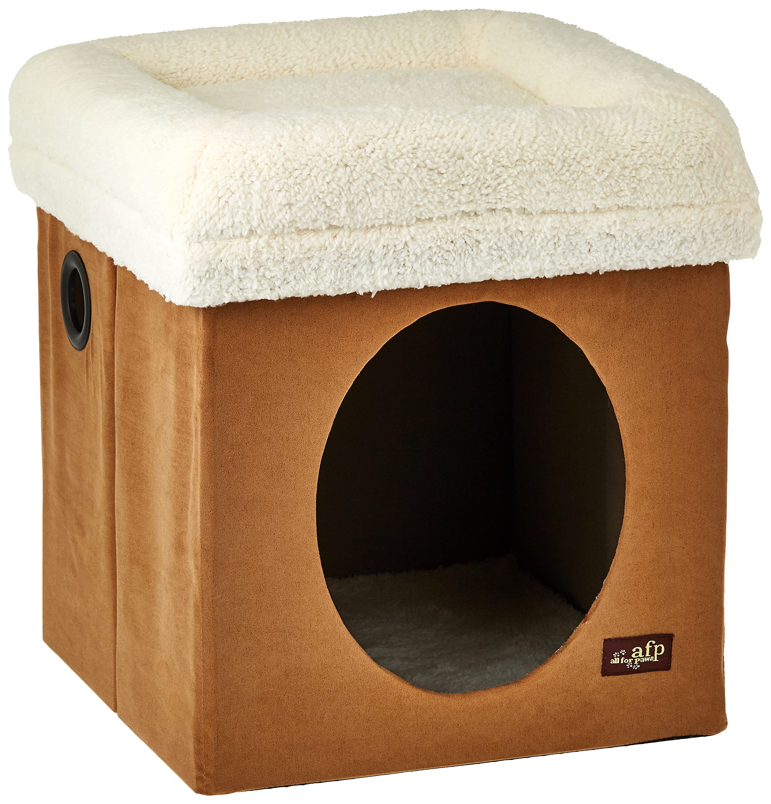 afp-All for Paws Lambswool 2 In 1 Cat Castle Tan Color