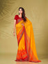 Womanista Women's Solid Poly Chiffon Ready to Wear Saree (TI4058_Yellow & Red)