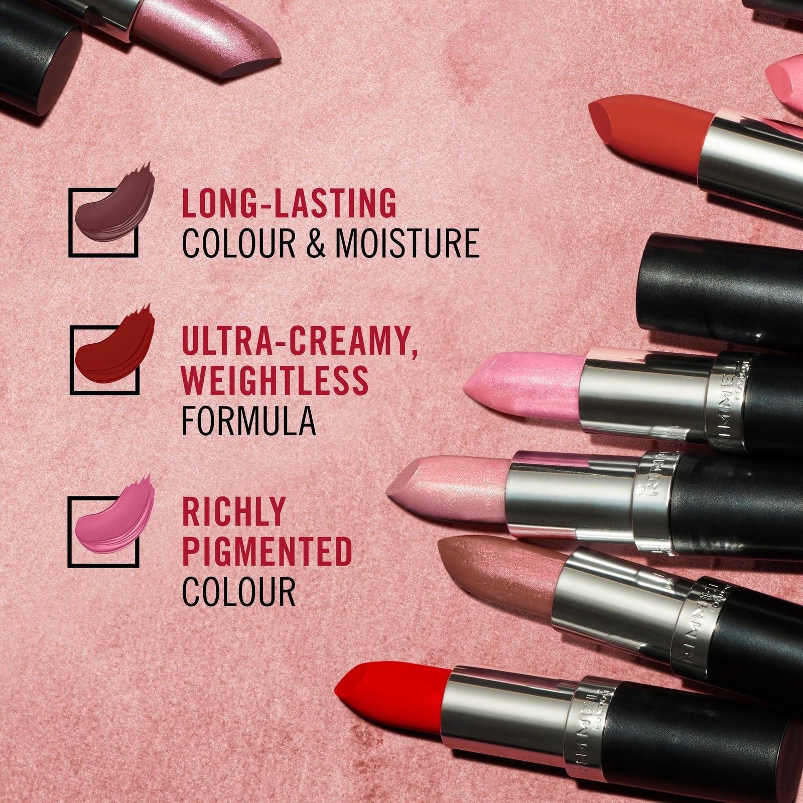 Rimmel London Lasting Finish, 058 Drop Of Sherry, Satin Lipstick, Long-Lasting, Satin Finish, Rich Colour, Moisturising, Vegan Formula, 4g